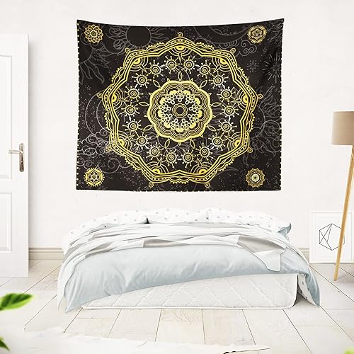 Miniatura 5 de Berkin Arts Tapiz decorativo para colgar en la pared, telón de fondo de tela de poliéster de alta calidad, maximalismo, adornado, oro galáctico,