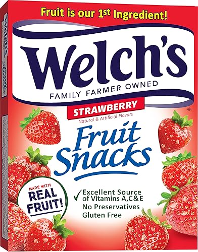 Welch's Bocadillos de frutas, fresa, 0.9 onzas, 10 unidades