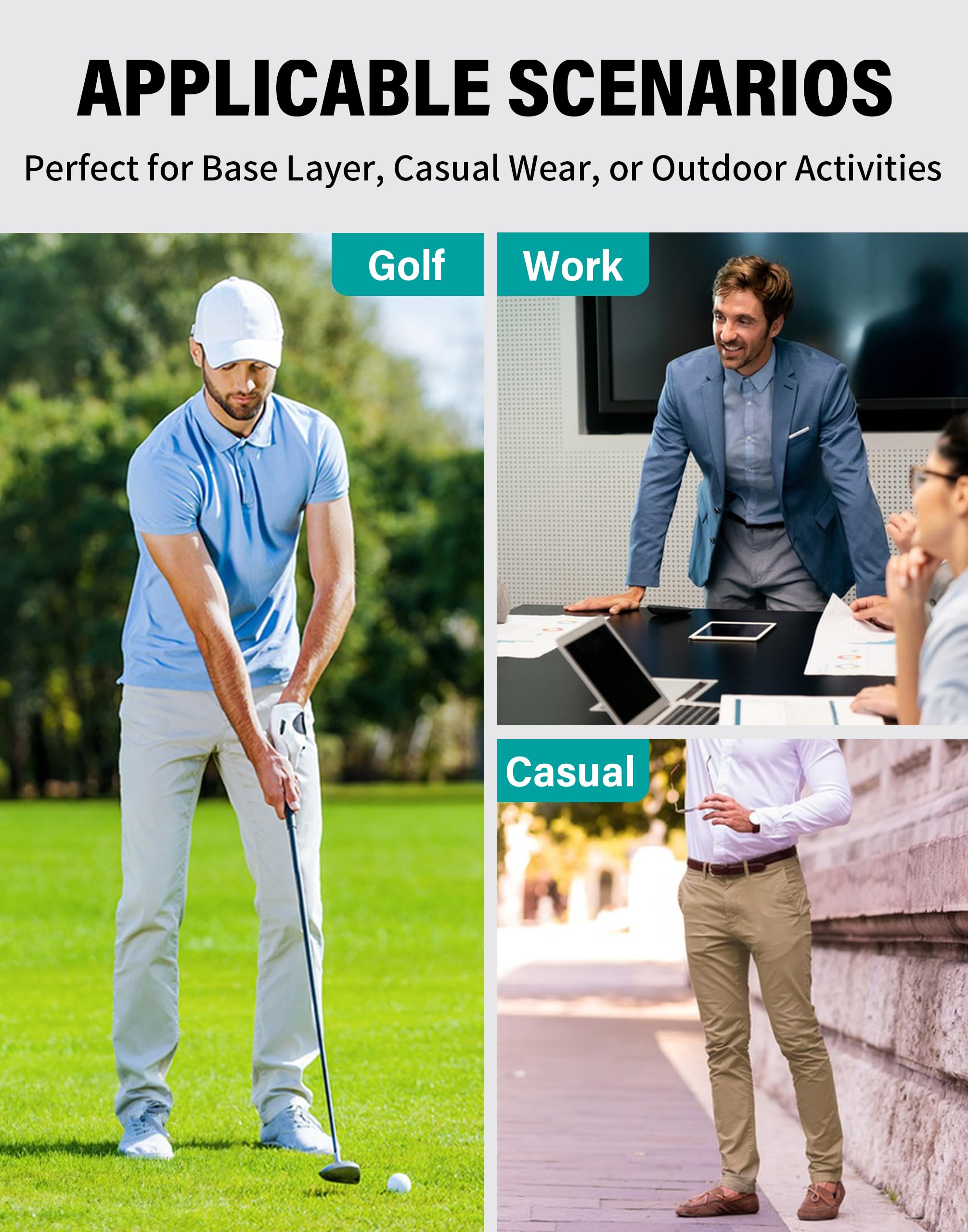 Pioneer Camp Pantaloni da golf da uomo, elasticizzati, traspiranti, lunghi, con elastico in vita e 3 tasche funzionali, cachi, 34 W/32 L
