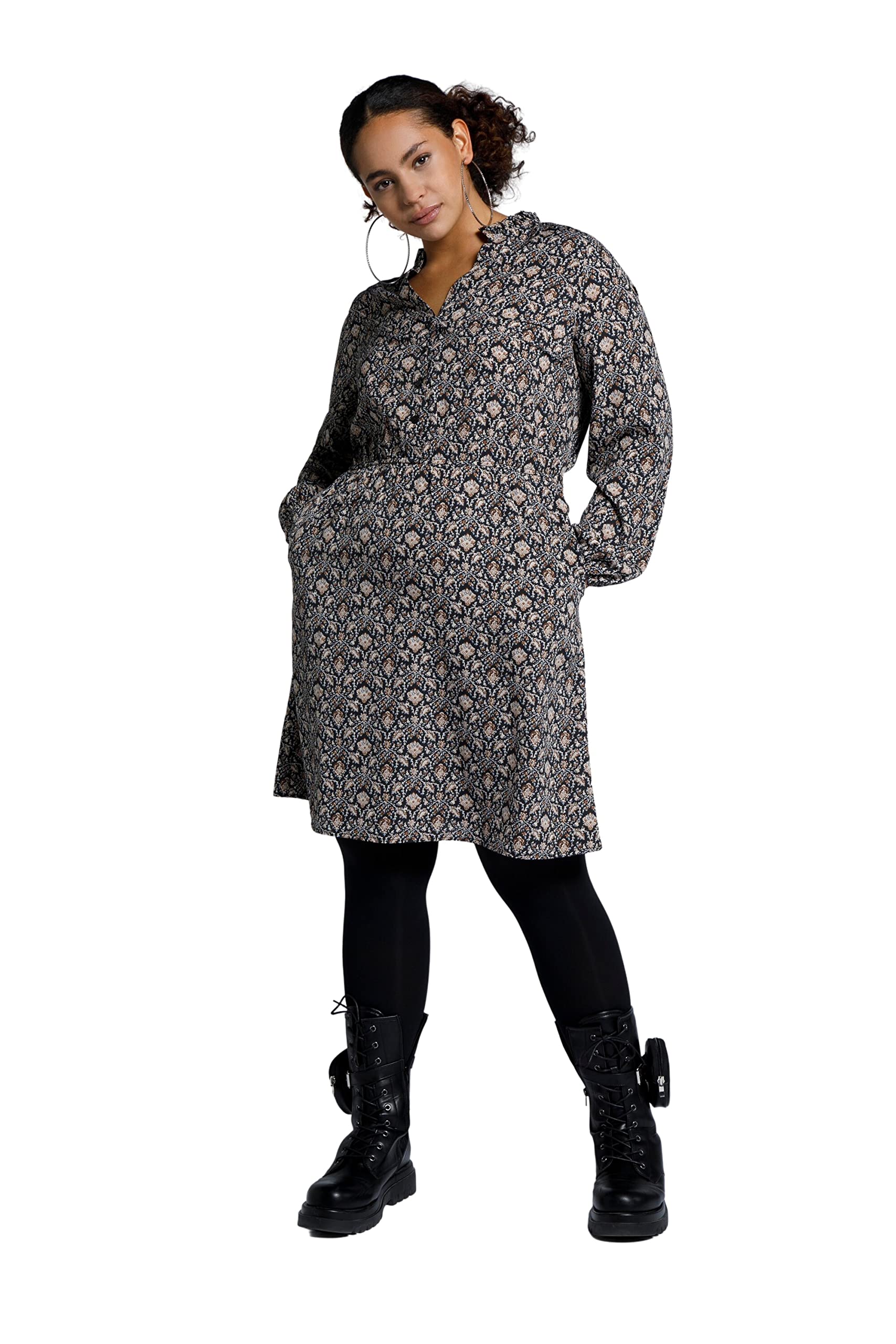 Studio UntoldWomen's Minikleid, A-line, V-ausschnitt, Langarm, Minimal Print Dresses