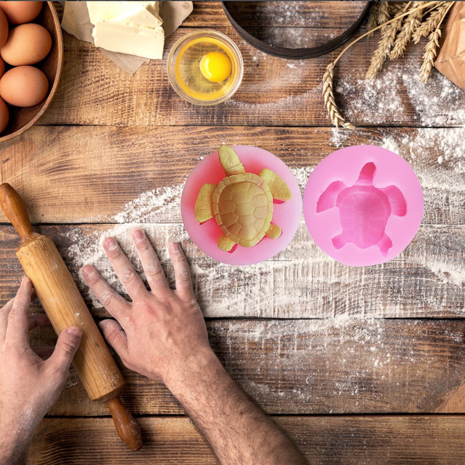 Moule En Silicone - XVX - Tortue De Mer - 4 Pièces - Rose - Idéal