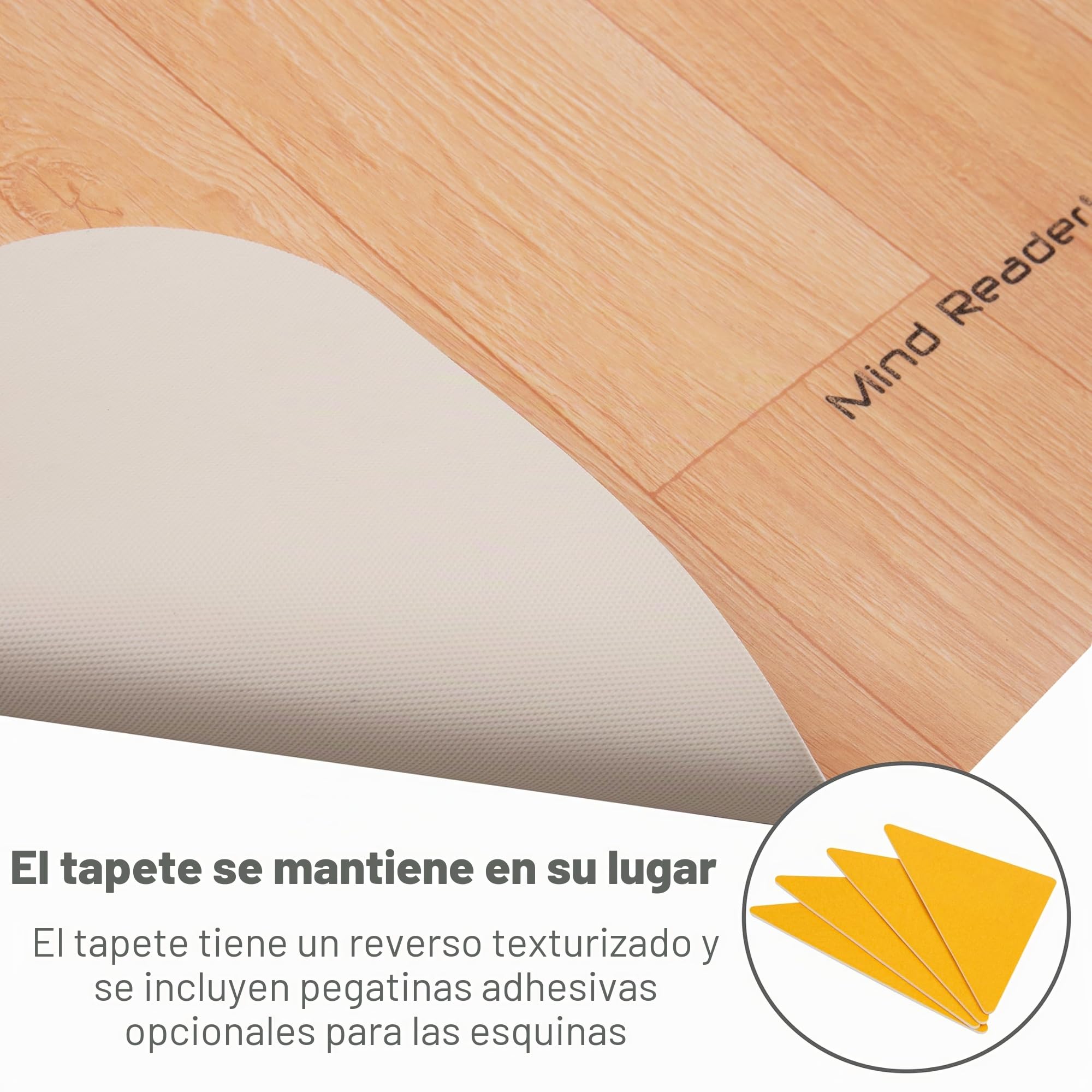 Mind Reader Tapete para Silla de Oficina para Suelos de Madera Dura, Protector de Suelo Debajo del Escritorio, Enrollable, PVC, 47.5 x 35.5, Tono Madera