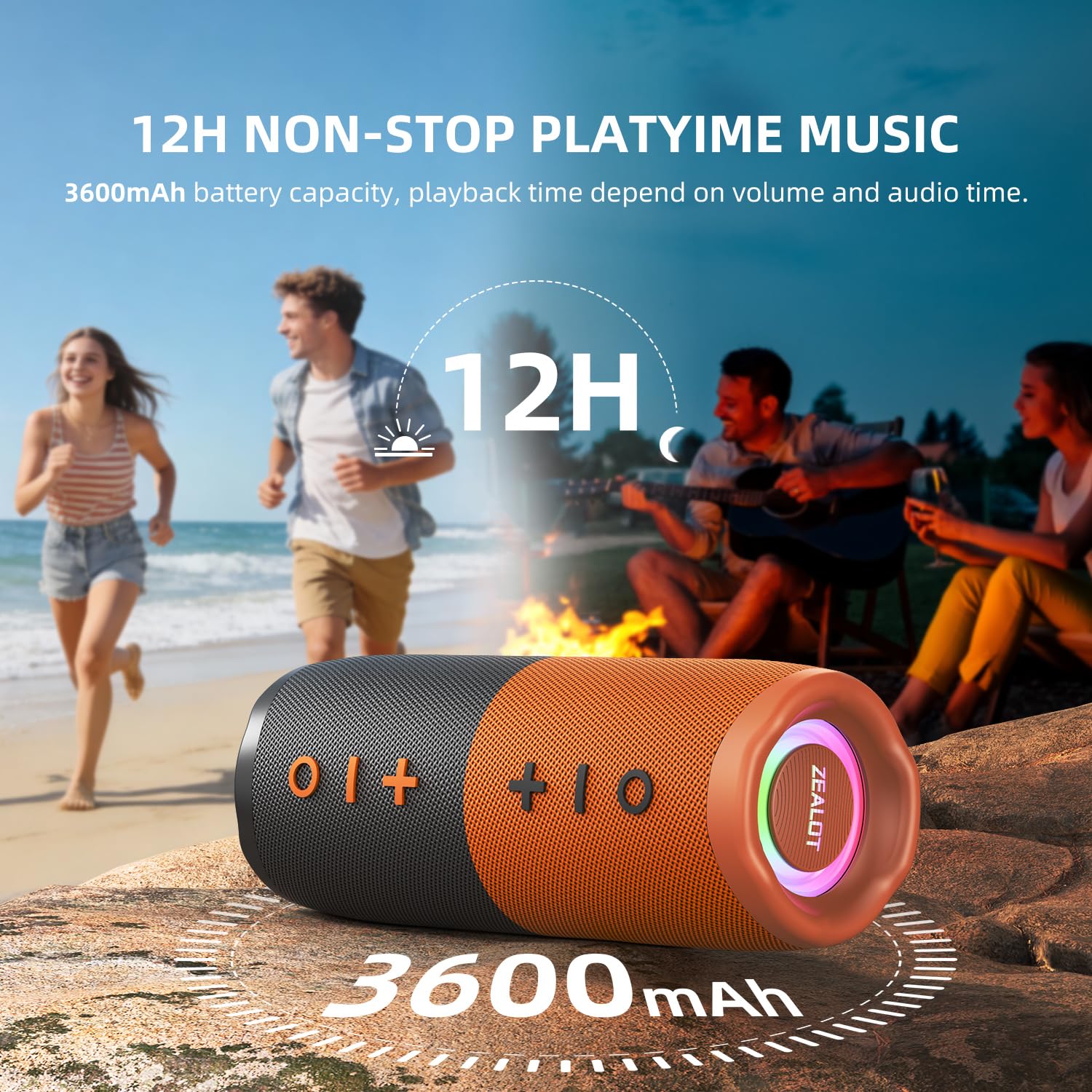 Zealot Altoparlante Bluetooth 2 in 1 con divisione magnetica, potenza 20 W (10 W per altoparlante), altoparlante wireless split impermeabile Bluetooth 5.3, 12 ore di riproduzione, vero accoppiamento