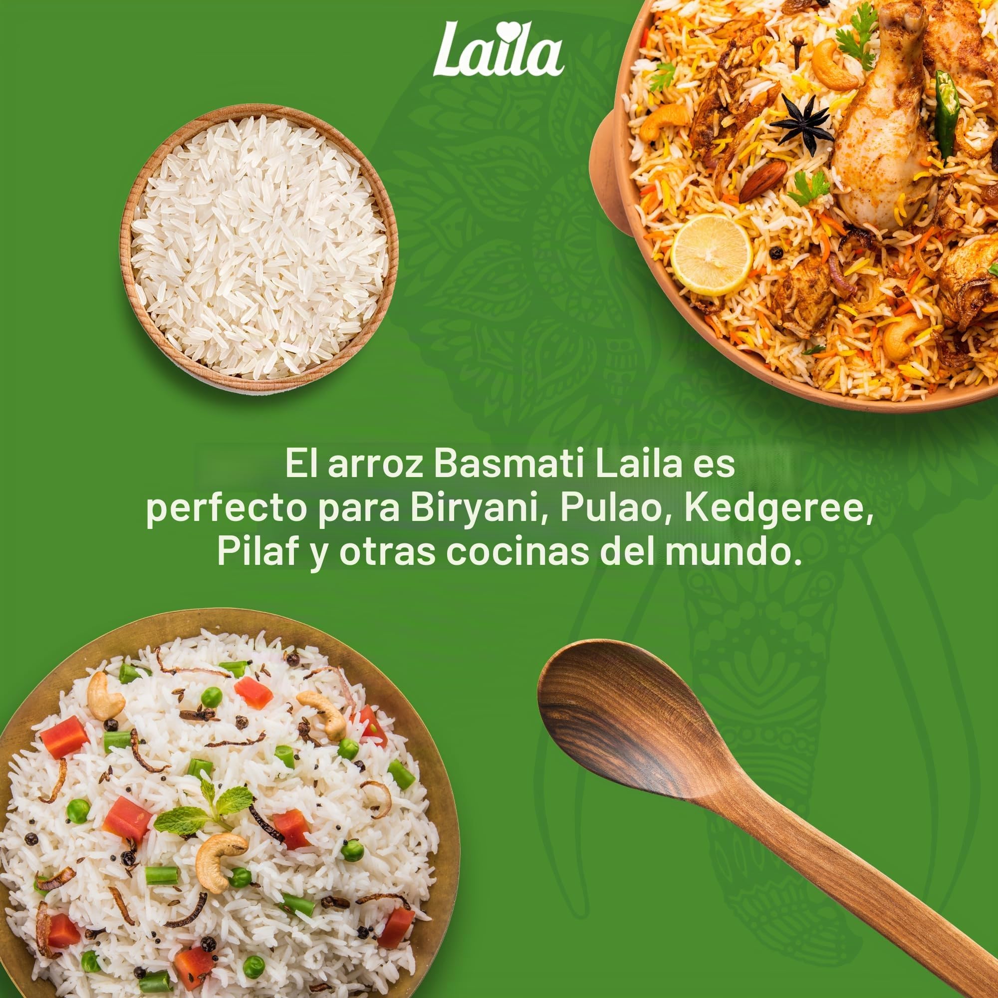 Laila Arroz Basmati de 10 kg, arroz aromático estilo Basmati, 10 kg de arroz basmati de grano largo para Biryani, Pilaf o Pulao, arroz sin gluten, arroz 100% puro de grano largo
