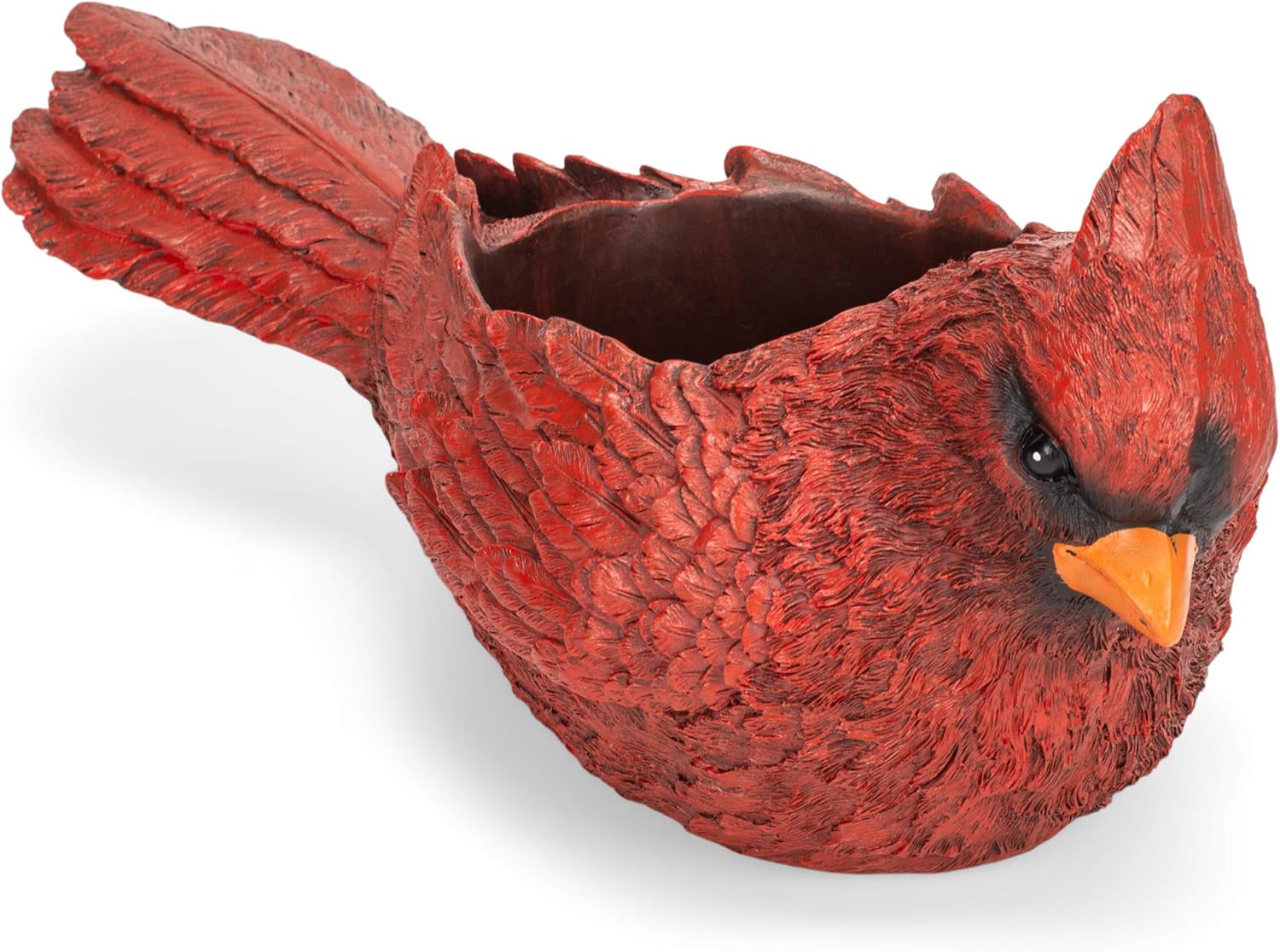 Napco Red Painted Resin Cardinal Planter Bird Flower Pot