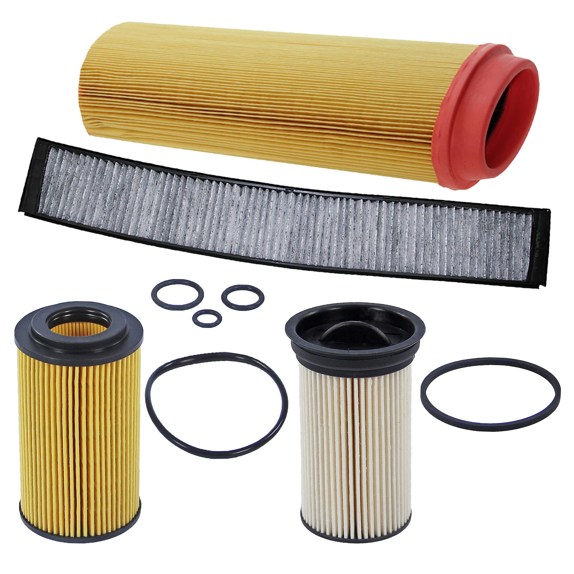 BESTPRICE Set di filtri di ispezione con 1x filtro olio, 1x filtro carburante, 1x filtro aria abitacolo (filtro antipolline) con carbone attivo, 1x filtro aria, compatibile con BMW Serie 3 (E46)
