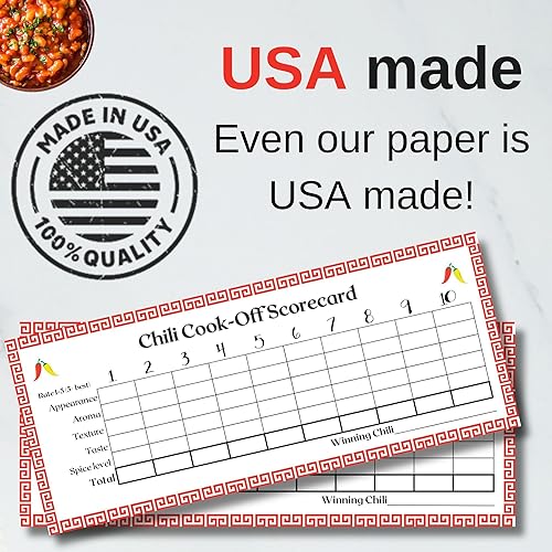 Miniatura 2 de Chili Cook Off Competition Scorecard - Chili Judging Ballots for Your Chili Cook-off - 25x voting cards - USA Made and Designed