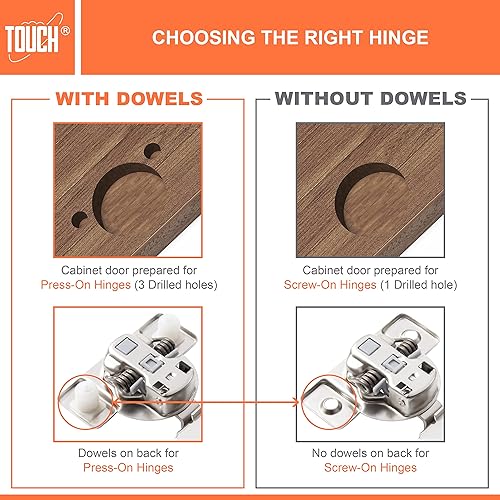 Miniatura 5 de TOUCH Bisagras de gabinete, bisagras de gabinete de cierre suave (5 pares, 10 piezas) superposición de 12 pulgada, puerta de armario con marco