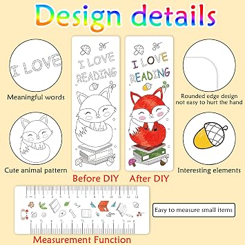 Anseal 60 PCS Color Your Own Bookmarks Bulk, DIY Bookmarks for Kids/Teens, Cute Animal Bookmarks for Reading Lover, 12 Styles Fun & Personalized Bookmark for Students, Classroom Rewards Supplies