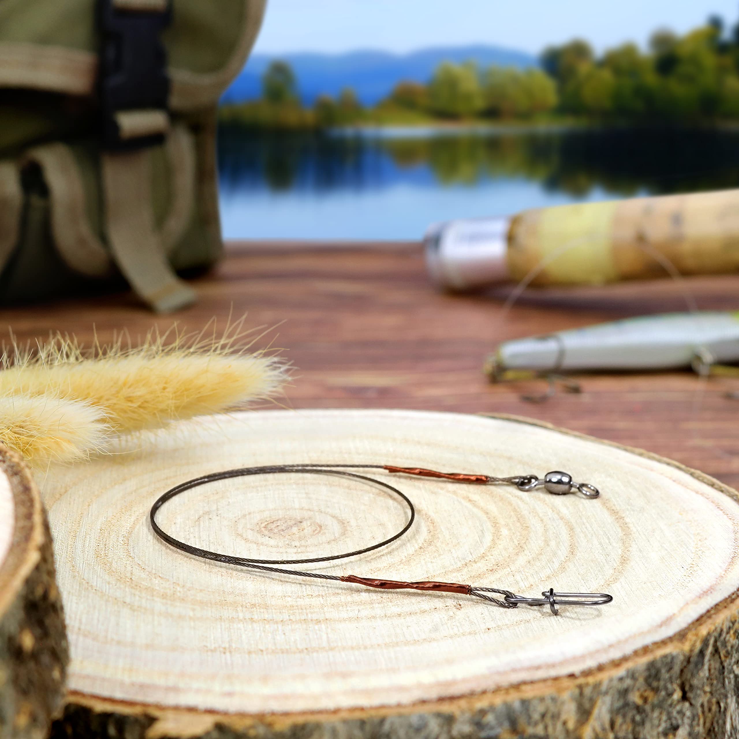 NOWY AMZfishing® przypon stalowy 7 x 7 o długości 25 lub 40 cm | łowienie ryb drapieżnych | łowienie szczupaków | krętlik wędkarski | akcesoria wędkarskie | przynęta na szczupaki | przypon na