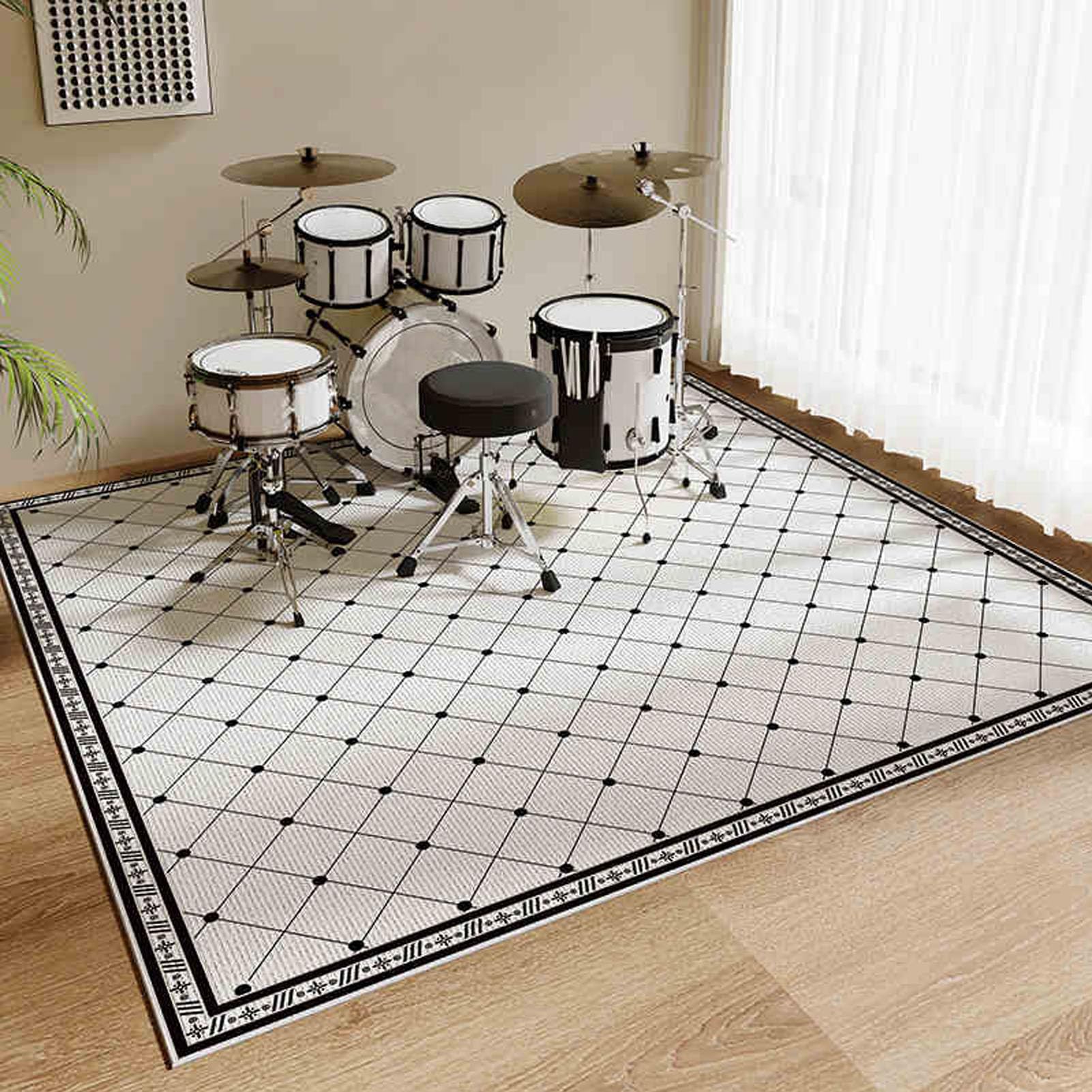 Tapis de Batterie Acoustique 200 x 290 cm Tapis Insonorisant pour Batterie électronique Tapis de Tambour Antidérapant Tapis pour Batterie et Percussions Tapis pour Batterie Acoustique Tapis de Sol