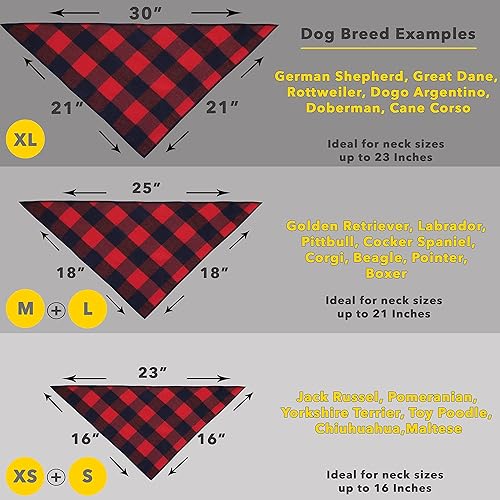 Miniatura 7 de Bandana para perro, paquete de 4, bandanas para perros niños, niñas, tela ligera y duradera de alta calidad, bufanda a cuadros para perros medianos