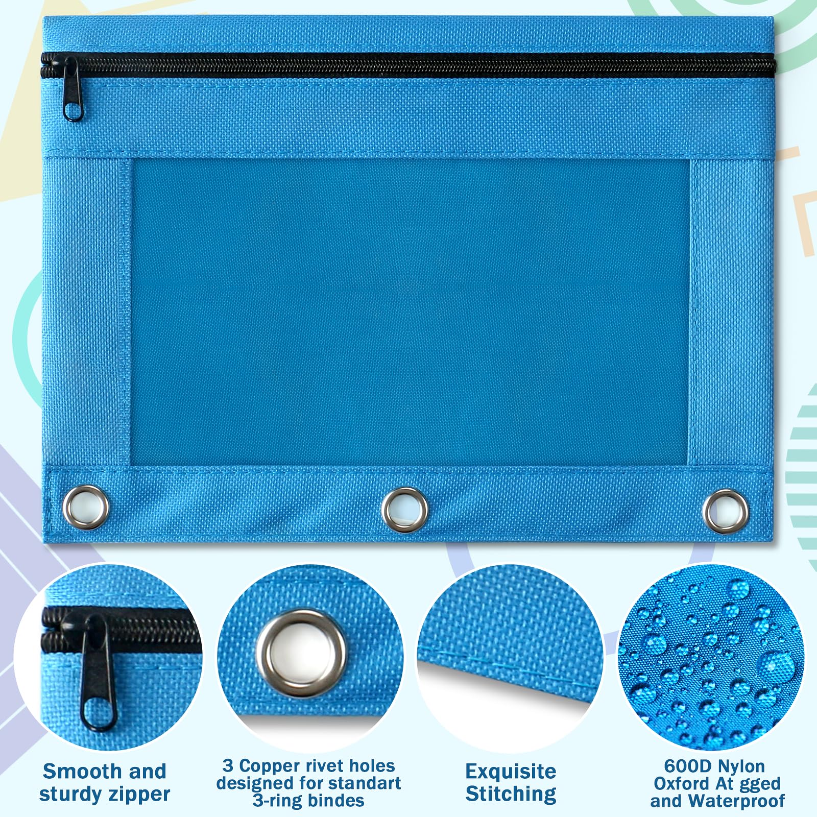 Astuccio per raccoglitori a 3 anelli, confezione da 48 sacchetti per matite con cerniera e finestra trasparente, astuccio per studenti, materiale scolastico e scolastico, sacchetti multiuso