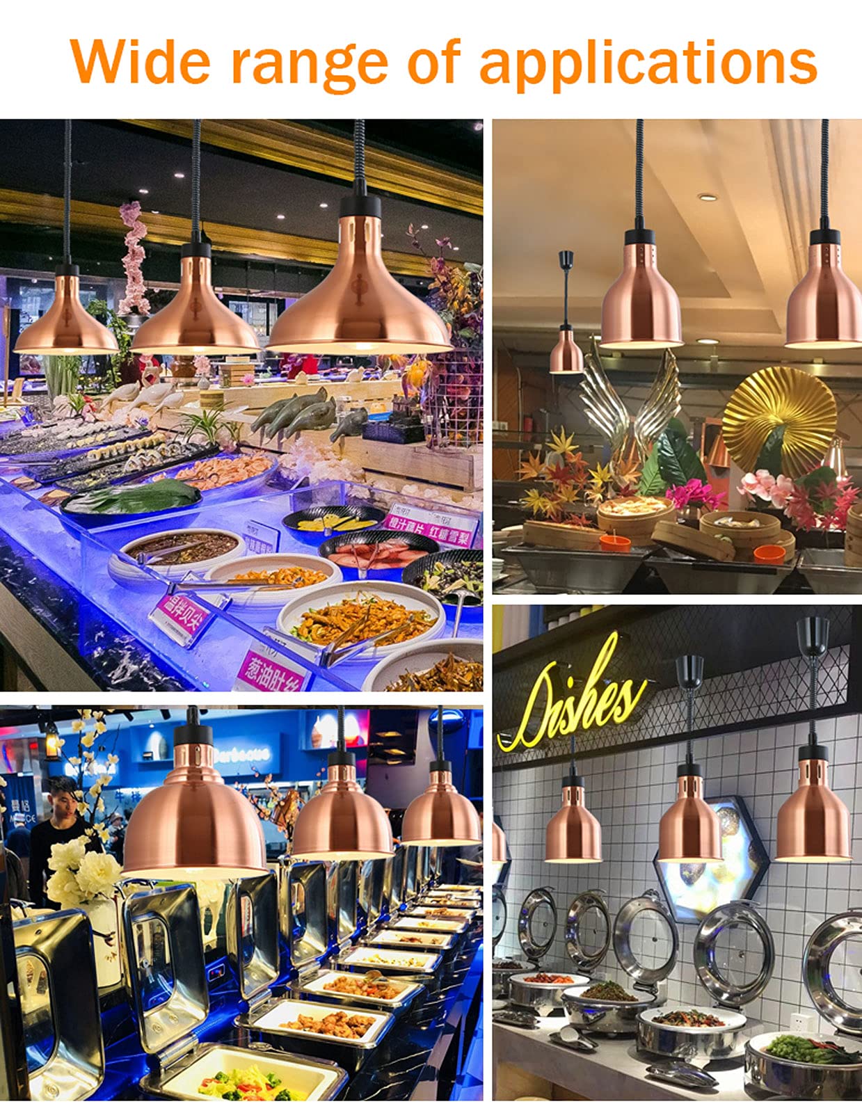 Lampada riscaldante per Alimenti Commerciale, Lampada riscaldante per Mantenere Il Cibo Caldo, Lampada a Sospensione per Servizio di Catering, Forniture per ristoranti, Luce riscal