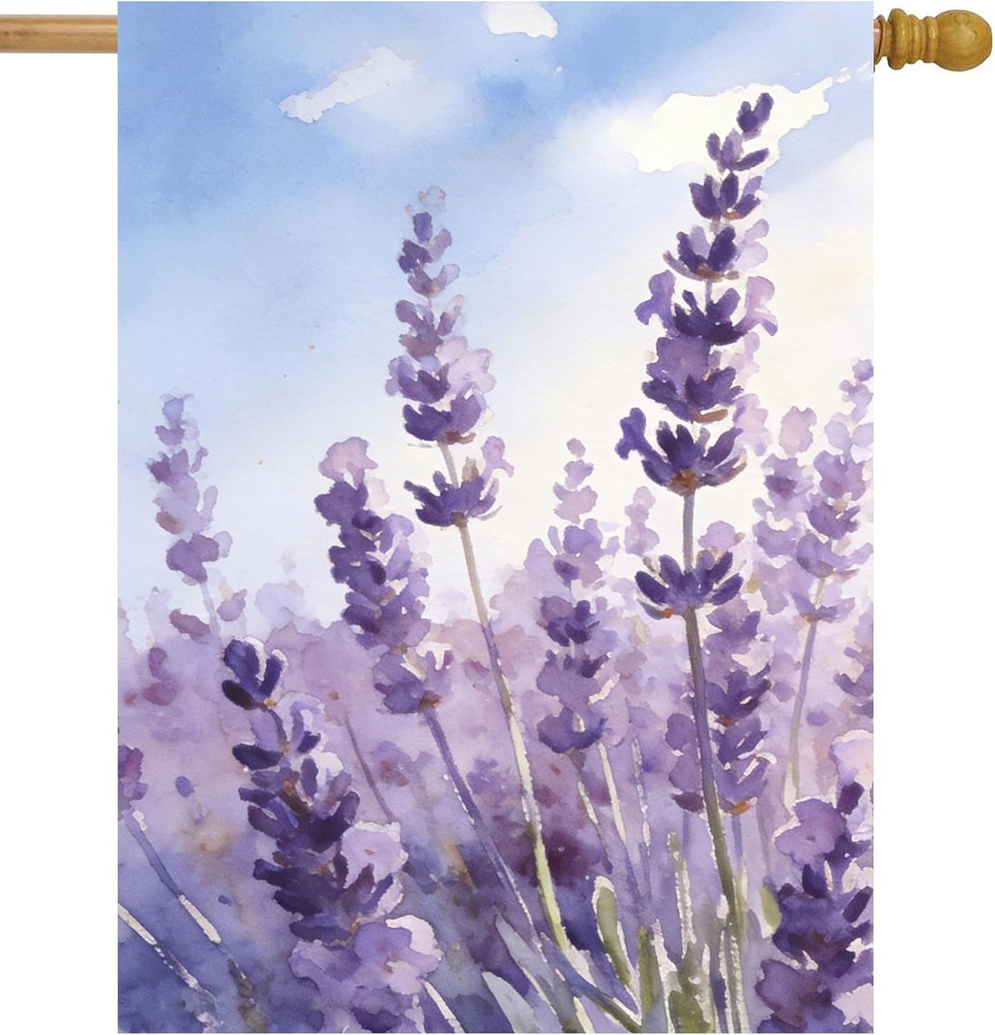 Spring Summer Lavender Purple Floral Flowers field Nature Meadow Farm House Flag 28 x 40 Inch, Double Sided Large Garden Yard Welcome Flags Banners for Home Lawn Patio Outdoor Decor