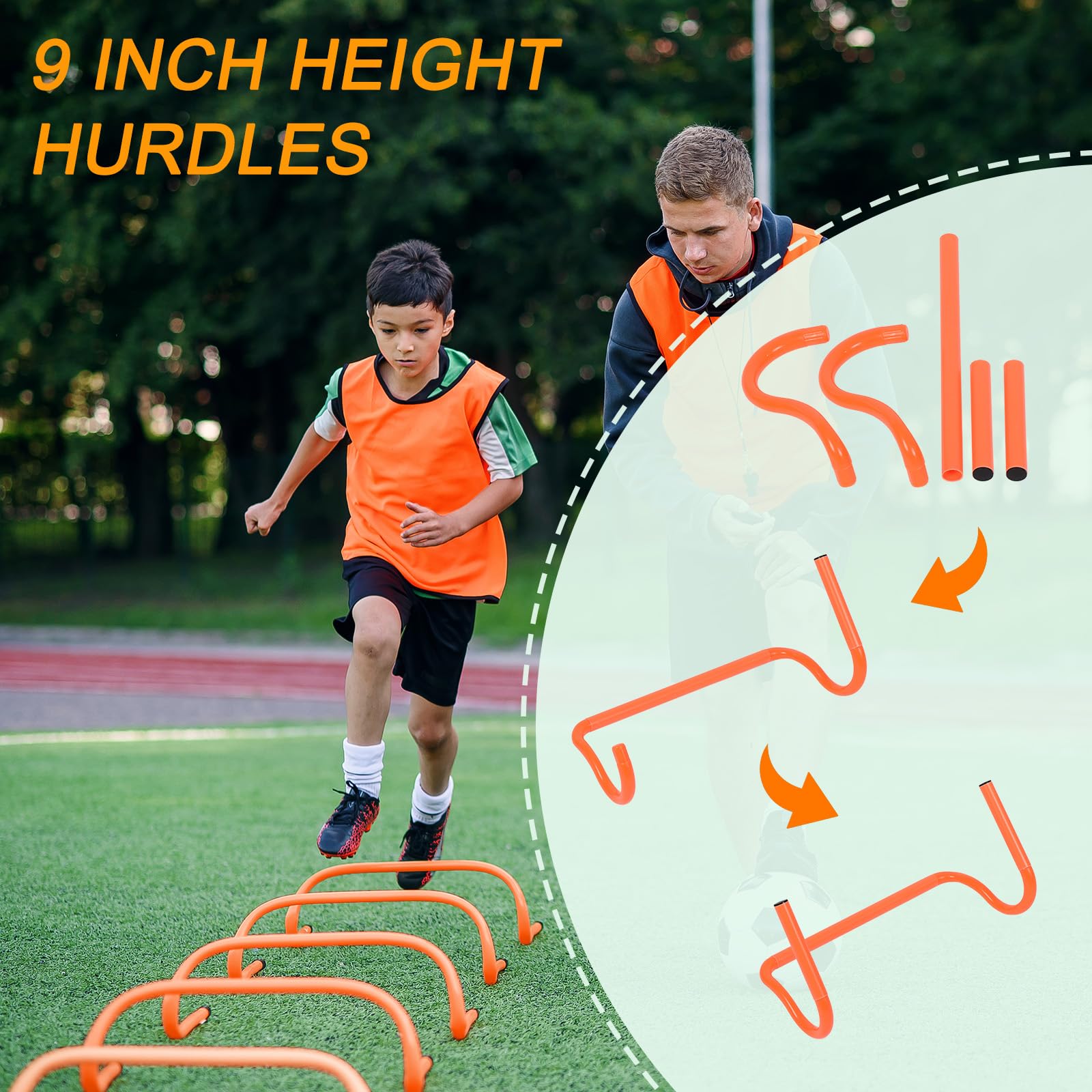PATIKIL Agilidad Escalera Velocidad Entrenamiento Equipo Incluye 20 pies Agilidad Escalera, 12 Fútbol Conos, Resistencia Paracaídas, 4 Obstáculos Ajustables para Fútbol, Amarillo