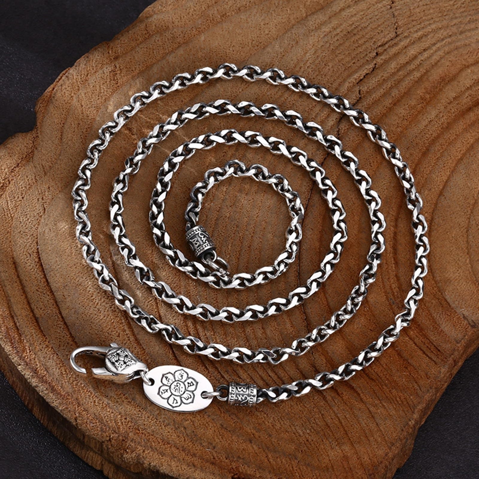 Collane Argento Uomo Donna 925 Catena Collana Argento Sterling | Collana Motivo Intrecciato Vintage Largo 3MM Collane per Uomo e Donna Argento Gioielli