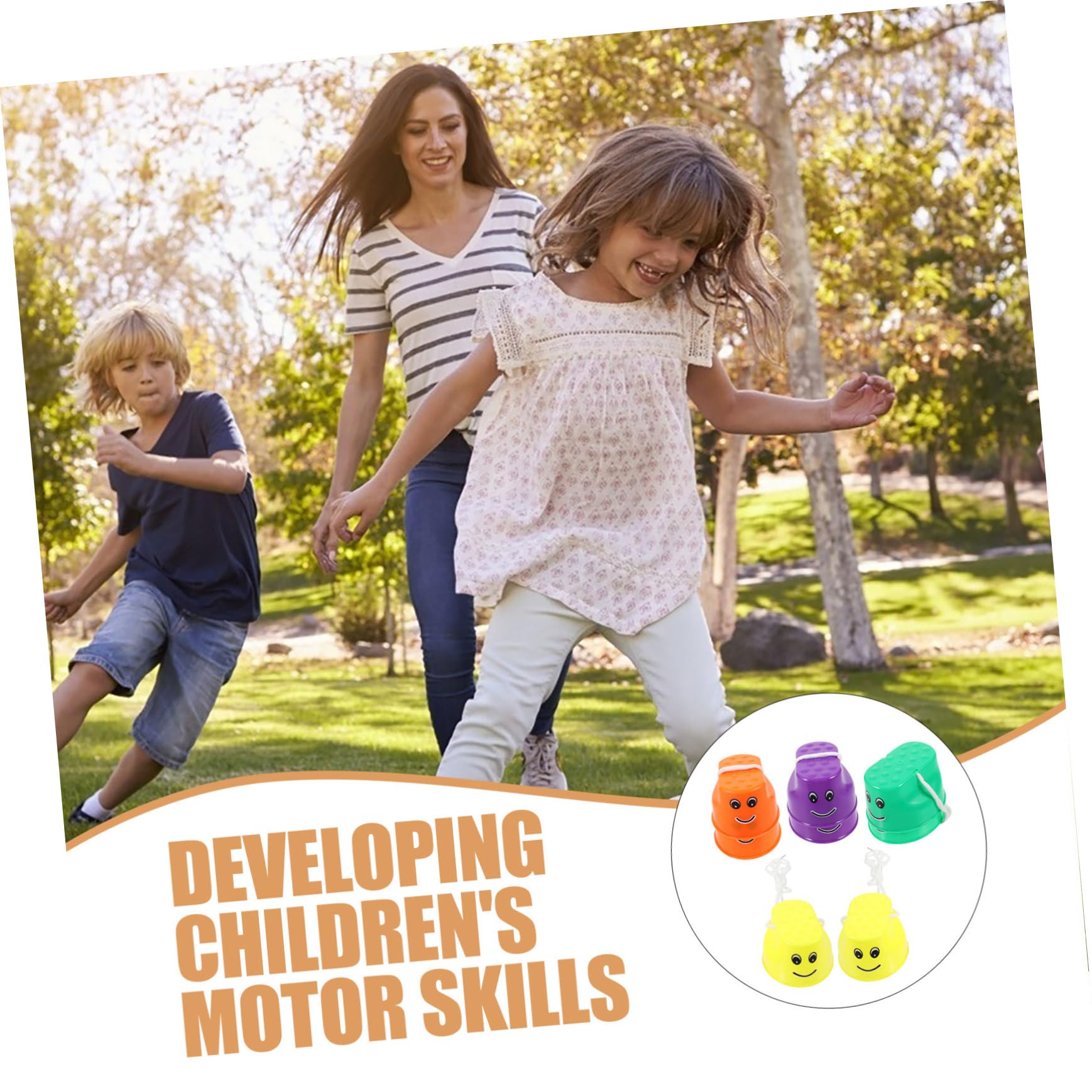 Toyvian 4 Pares de Zancos de Cubo para Niños Diseño Antideslizante de Plástico, Juguetes Divertidos para Desarrollar Habilidades Motoras en Juegos al Aire Libre