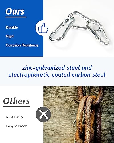 Miniatura 3 de Mosquetón pequeño Ciip, 30 mini mosquetones de 1.57 pulgadas, gancho de resorte de acero inoxidable M4 resistente, carribenares de bloqueo para