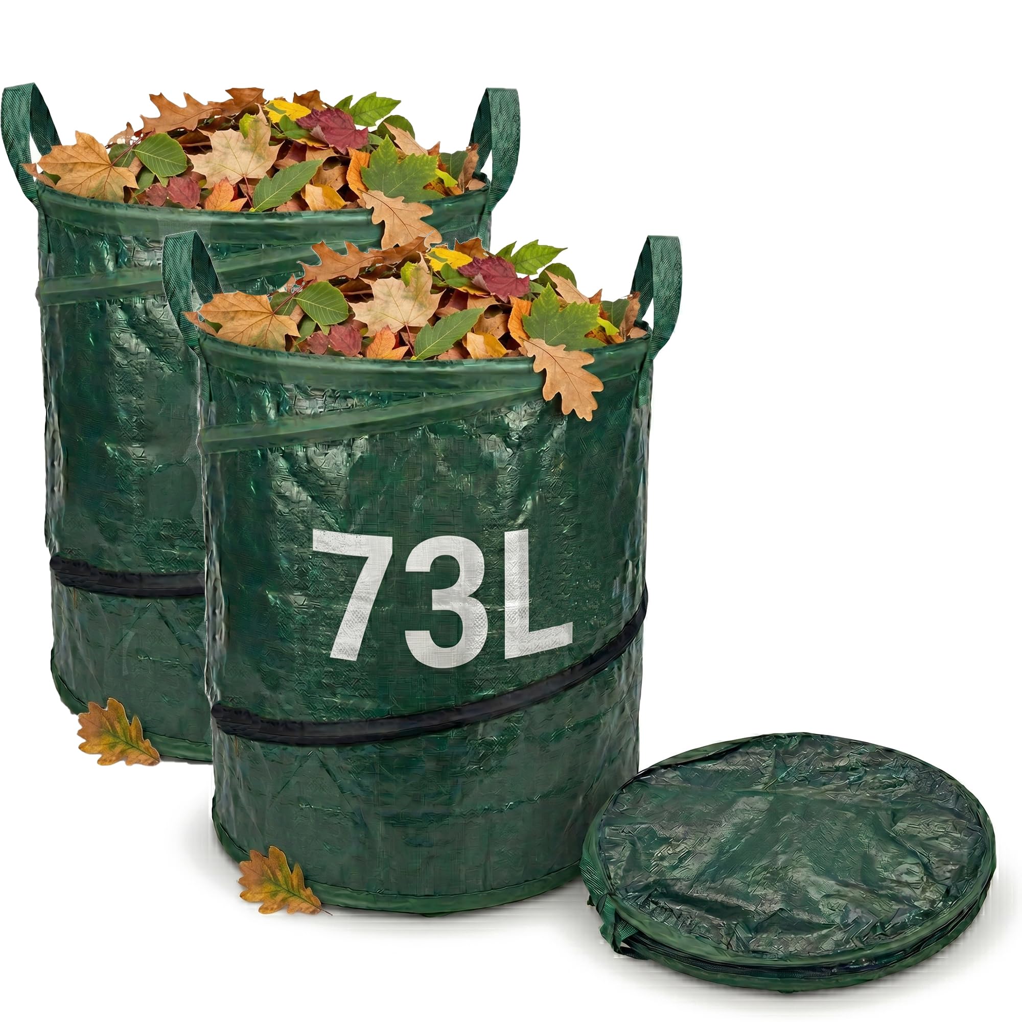 Garden Waste Bags 73L Pop Up Garden Refuse Bags with Handles Reusable Waterproof Garden Sacks for Leaves Grass Debris Outdoor Waste Bags (2)