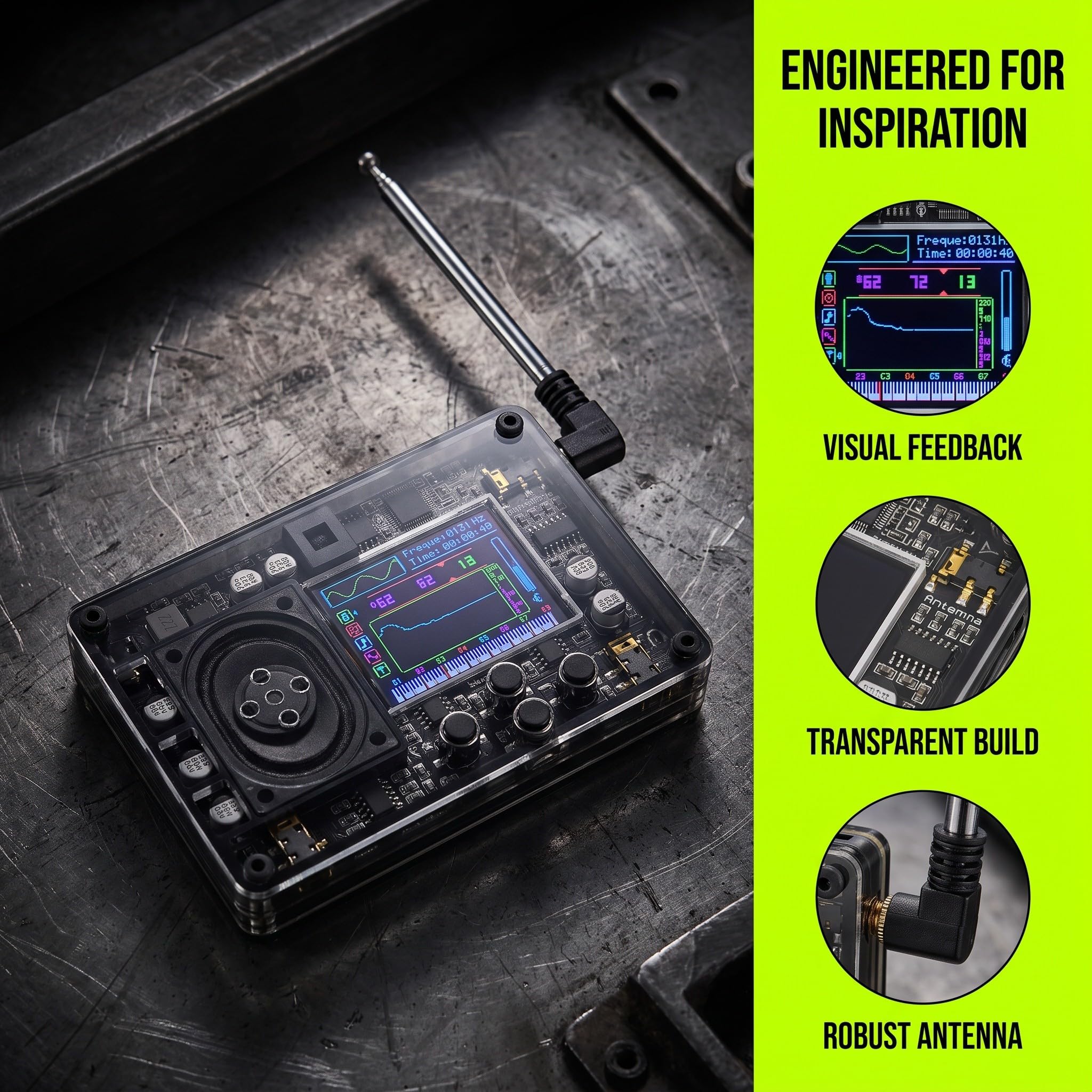 ibasenice Mini Theremin, modulo musicale elettronico, strumento senza | 70 Toni, Strumento Musicale Elettronico Touchless con 70 Voci, Dispositivo alimentato tramite Type-C per Musicisti