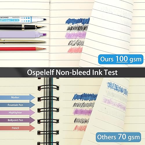 Miniatura 3 de Ospelelf Cuadernos de diario rayados negros para tomar notas, 180 páginas, cuaderno de tapa dura de cuero A5 con bolígrafo, cuaderno de reuniones de