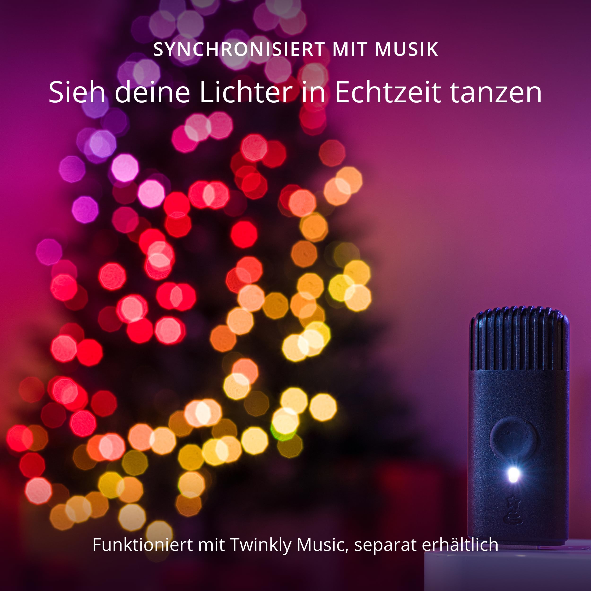 Twinkly Strings 400 LED RGB+ Weiß, LED-Lichterkette, Smarte LEDs für den Innen- und Außenbereich, Kompatibel mit Alexa und Google Home, IP44, App-Steuerung, Schwarzes Kabel, 32m
