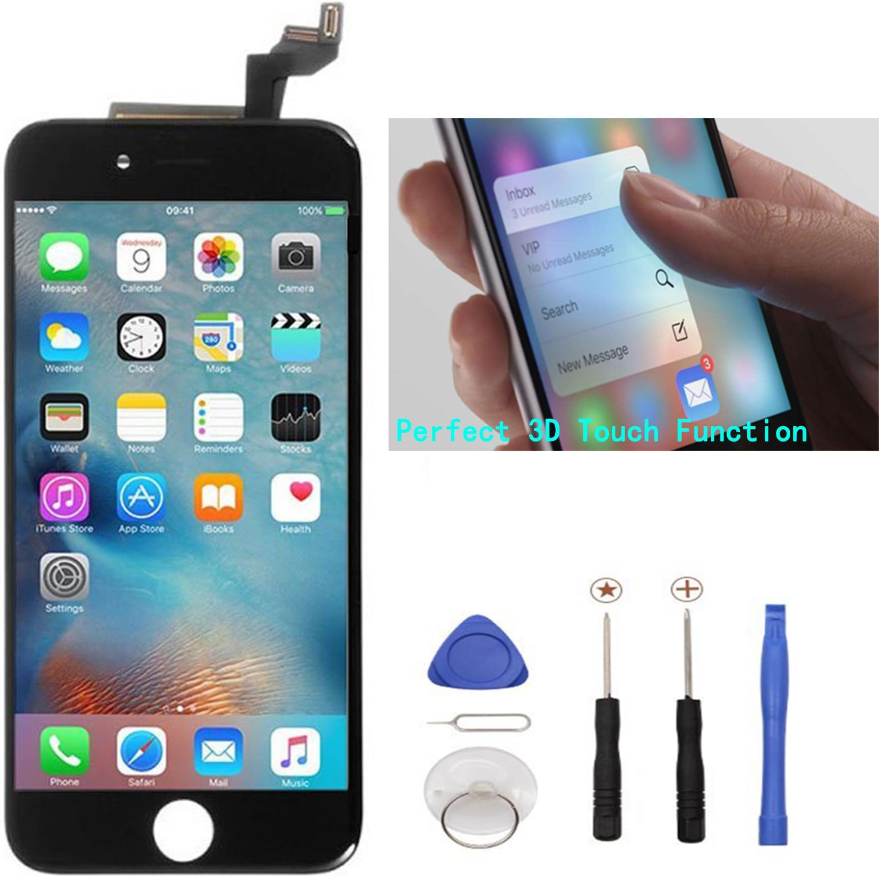 BESJMYT For IPhone 6S Plus Screen Replacement With Home Button 5.5" White 3D Touch LCD Display Digitizer Fix Tool Full Assembly With Front Camera Speaker Sensor Glass Protector Repair Kit A1634 - View #5