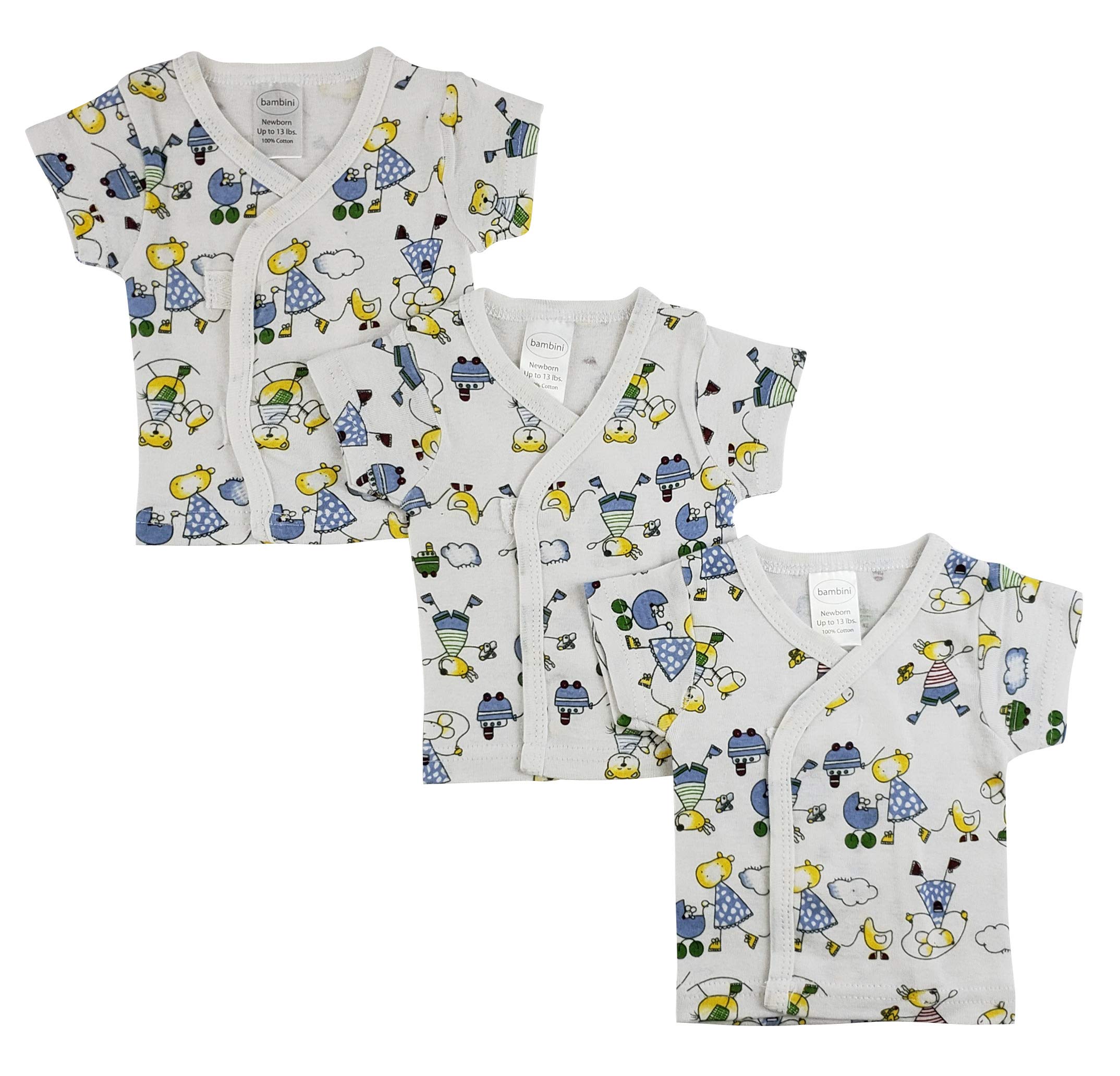 bambini White Side Snap Short Sleeve Shirt - 3 Pack
