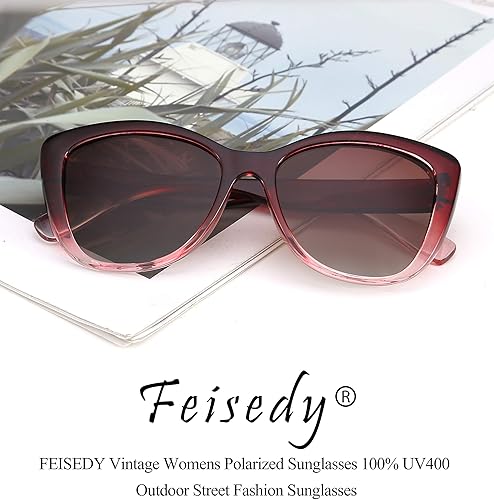 Miniatura 8 de FEISEDY Gafas de sol polarizadas vintage americanas para mujer cuadradas Jackie O Cat Eye Gafas de sol B2451