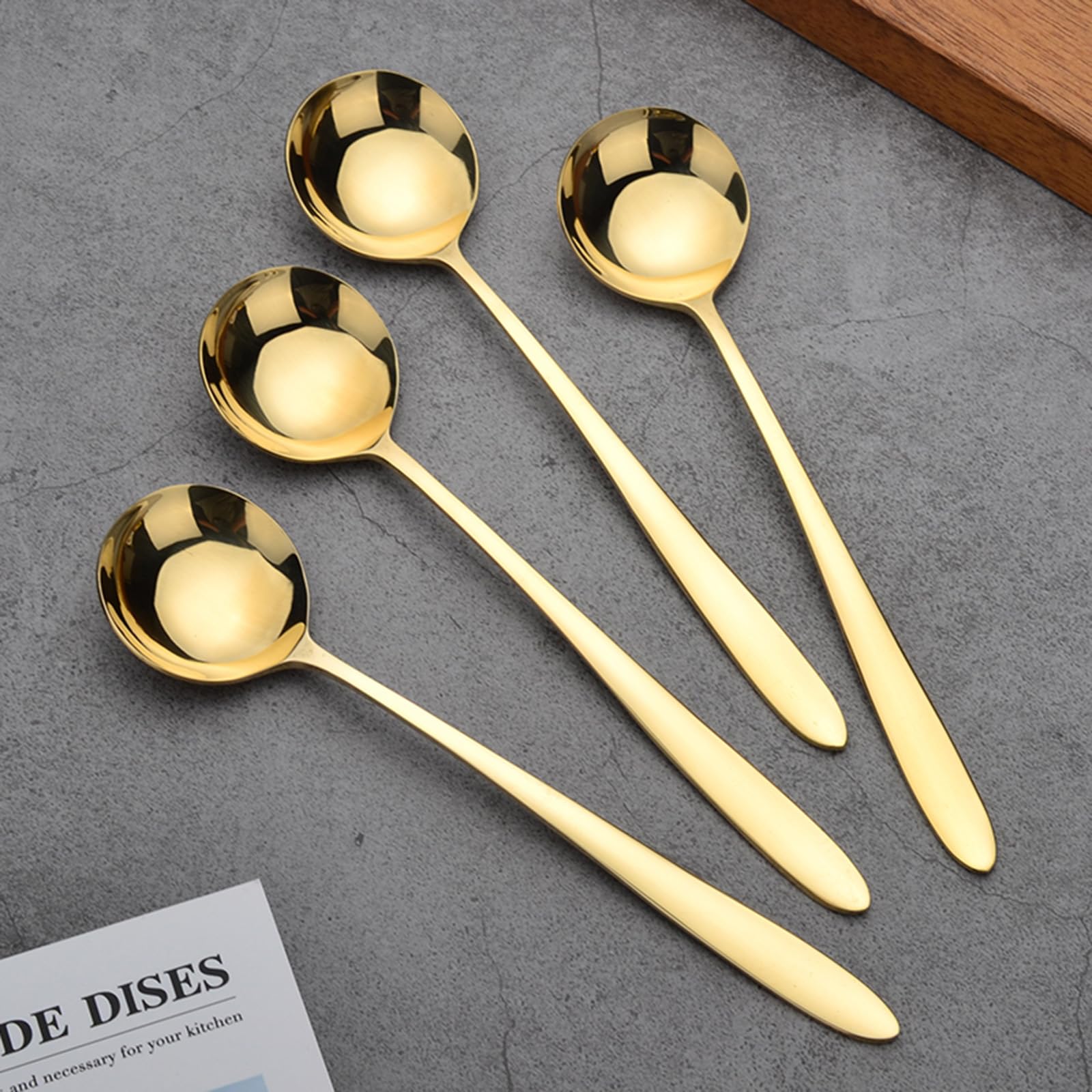 Cuillère à soupe 100 % cuivre pur, 16,5 cm en laiton forgé artificiellement finition miroir, cuillère à soupe de style japonais, adaptée pour la maison, les restaurants, les desserts, les gâteaux, la