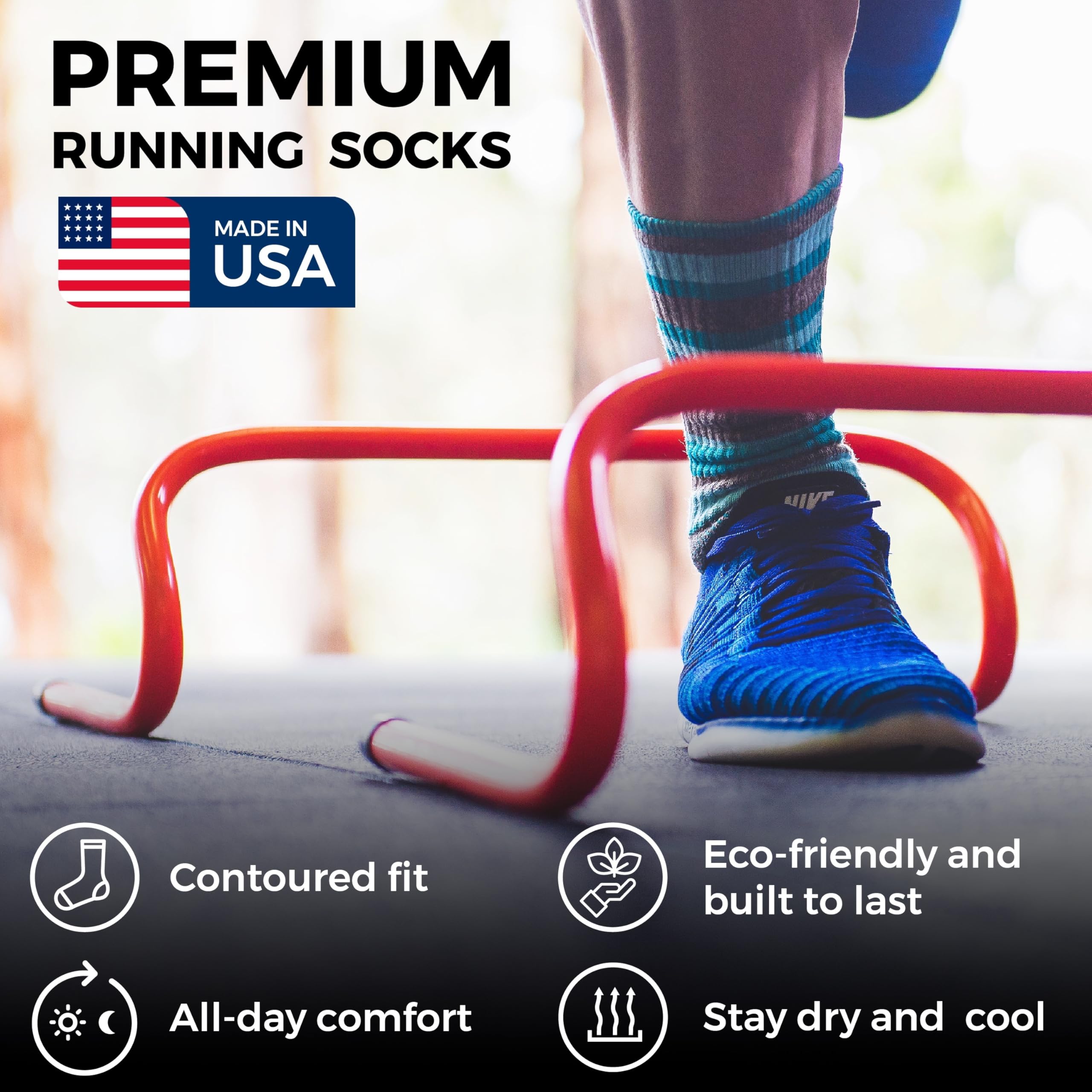 Wrightsock Calzini da corsa ultra sottili per uomini e donne, imbottiti, ecologici e anti vesciche, con il nostro design sagomato del piede, realizzati in America con regolazione dell'umidità, nero,
