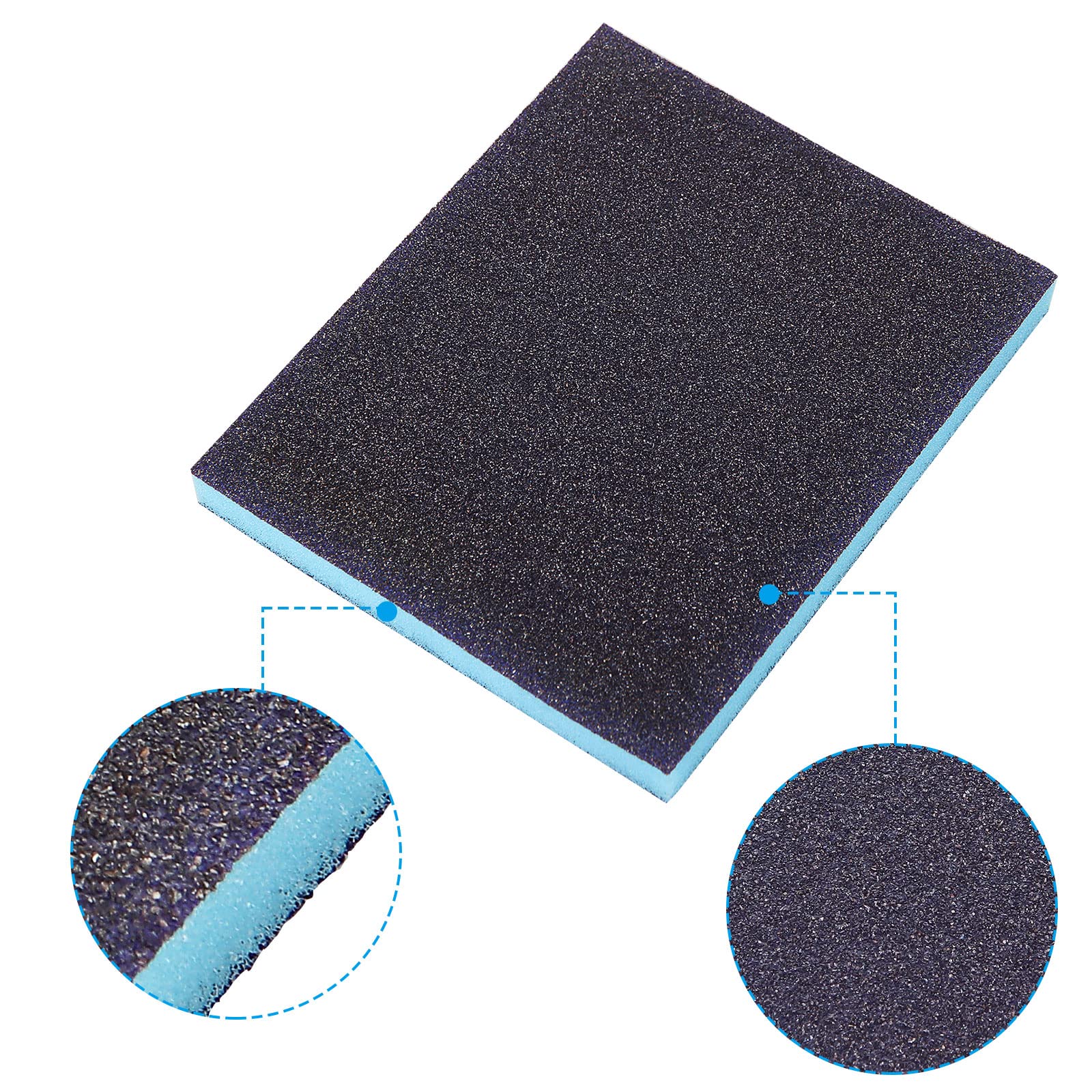 Spugne abrasive in schiuma, Confezione da 20 spugne abrasive, grana 120, blocchi for levigatura a umido e a secco, doppio uso
