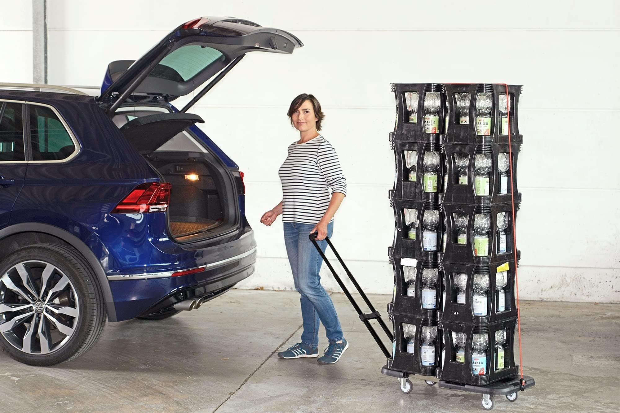 Maximex Sackkarre Mod. Transport-Profi ausziehbarer Ziehwagen stabile Transporthilfe mit höhenverstellbarem Griff bis 150 kg belastbar 56-76x38x13,5 cm Kunststoff PP Stahl TPR Schwarz Silber