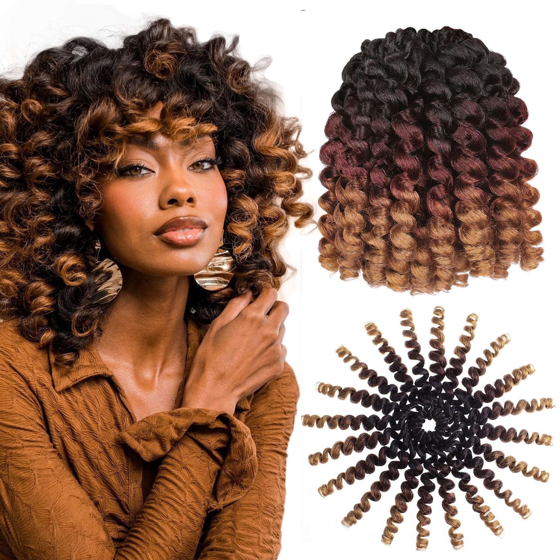 5 Packs Wand Curl Hair 8inch Jamaican Bounce Synthetic Crochet Twist Braids Hair Extension 20strands/pack Xtrend Hair (1B3027#, 5packs/Lot)