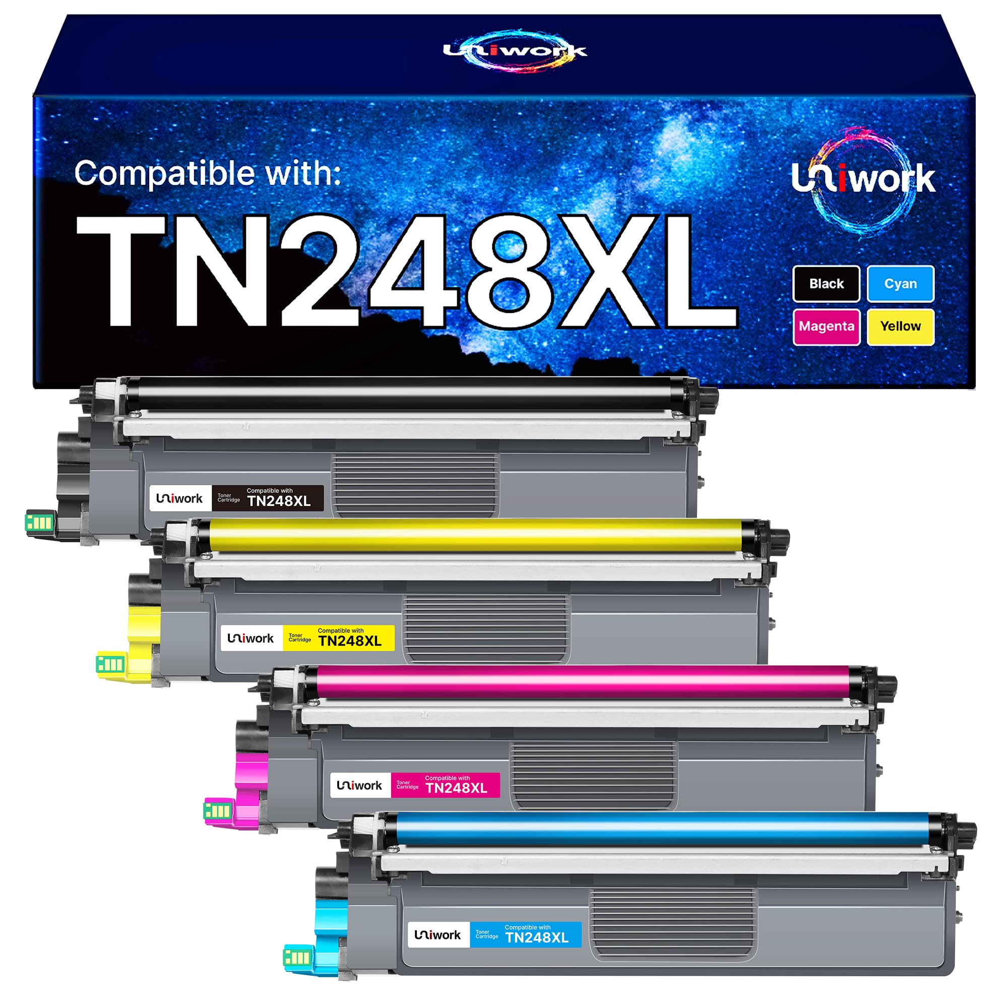 TN248XL Toner Kompatibel für Brother TN248 TN-248XL für MFC-L3760CDW 4-Pack | TN248 XL für Brother MFC-L3760CDW MFC-L3740CDW MFC-L8390CDW HL-L3240CDW HL-L3220CWE DCP-L3520CDW DCP-L3560CDW DCP-L3520CDWE