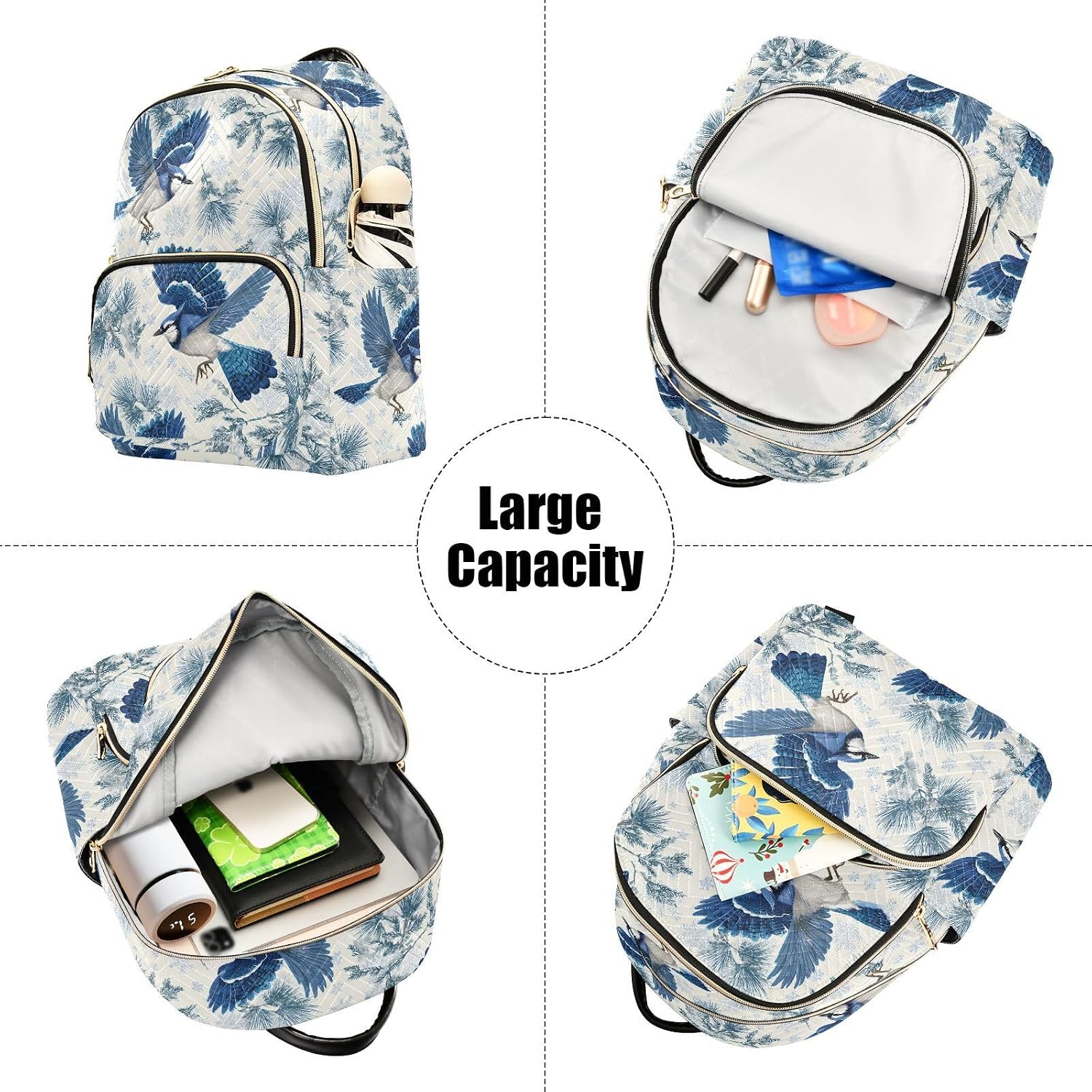 Pine Branch Bluebird Backpack Purse for Women Shoulder Bag Fashion Daypack Ladies Handbag Lightweight Travel Bag Rucksack