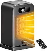 MORENTO 1500W Ceramic Space Heater with 70° Oscillation, Remote Control, 12H Timer, ECO Mode - Safe Portable Heater for Bedroom, Office, 220 Sq Ft
