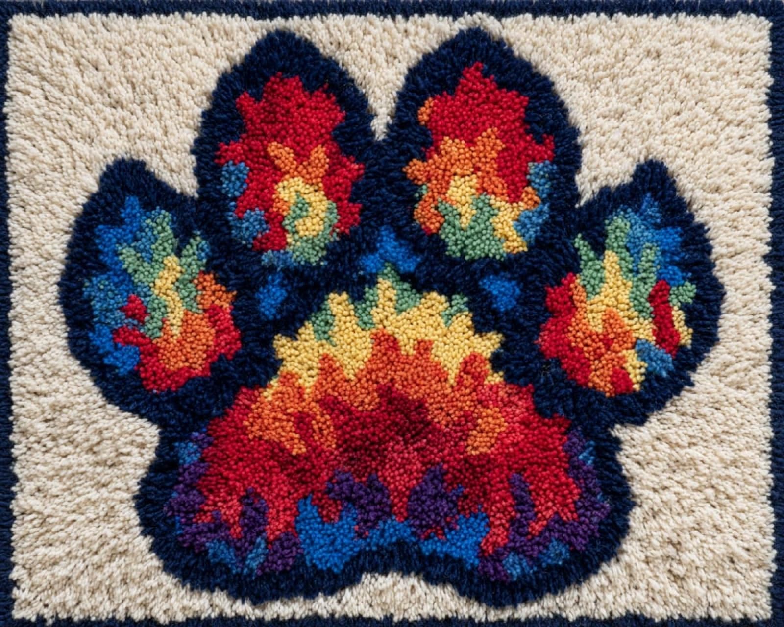 Wallphantom Latch Hook Kits for Adults,Animal Dog paw Prints,3D Crochet Hooks Kit Rug Carpet Making Cushion DIY Crafting for Home Party Decor,Latch Hook Rug,60x90cm