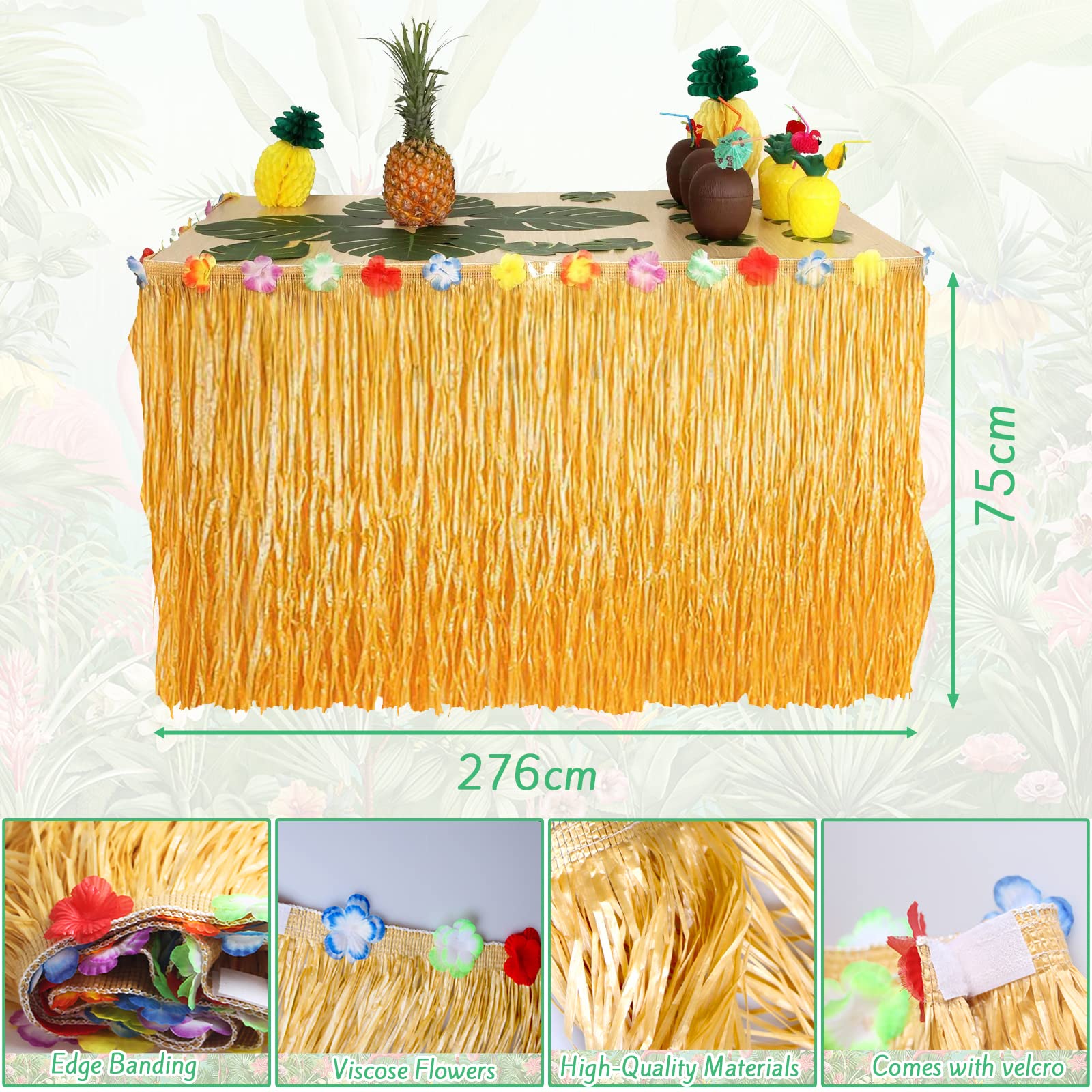 Set Decorazioni Hawaiane 143 Pezzi - Gonna Tavolo, Foglie Di Palma, Fiori, Per Feste Luau, Compleanni, Matrimoni - Foto 10