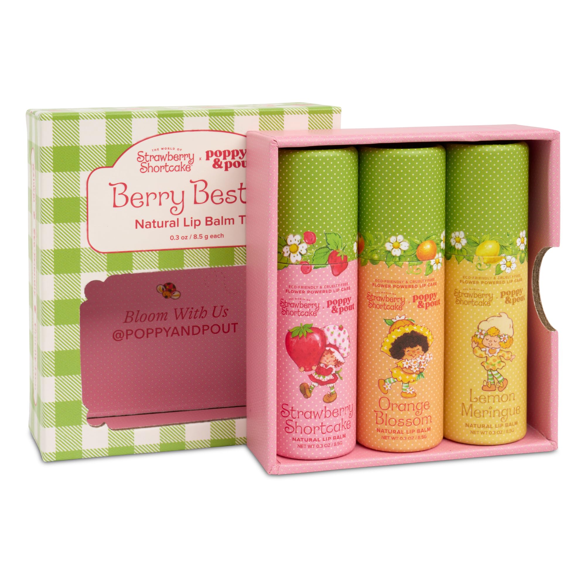 Strawberry, Shortcake, Berry Besties Trio Lip Balm, All Natural Lip Balms & Moisturizers, Jumbo Size, Cruelty Free & Recyclable Tubes (3-Pack)