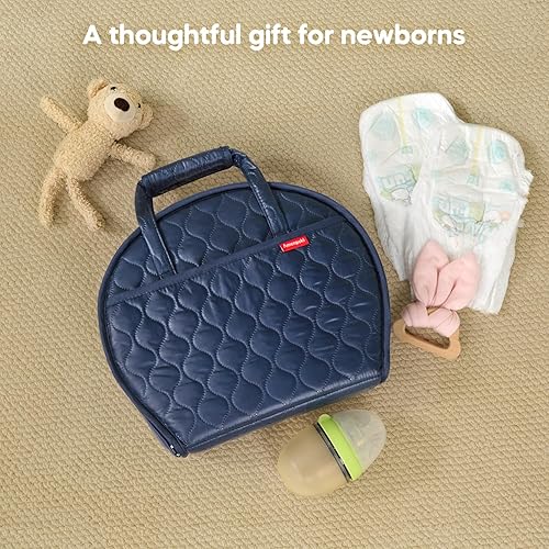 Miniatura 7 de Cambiador de pañales de cuero impermeable portátil compacto para bolsa de pañales de viaje, fácil de limpiar, bebé recién nacido, azul