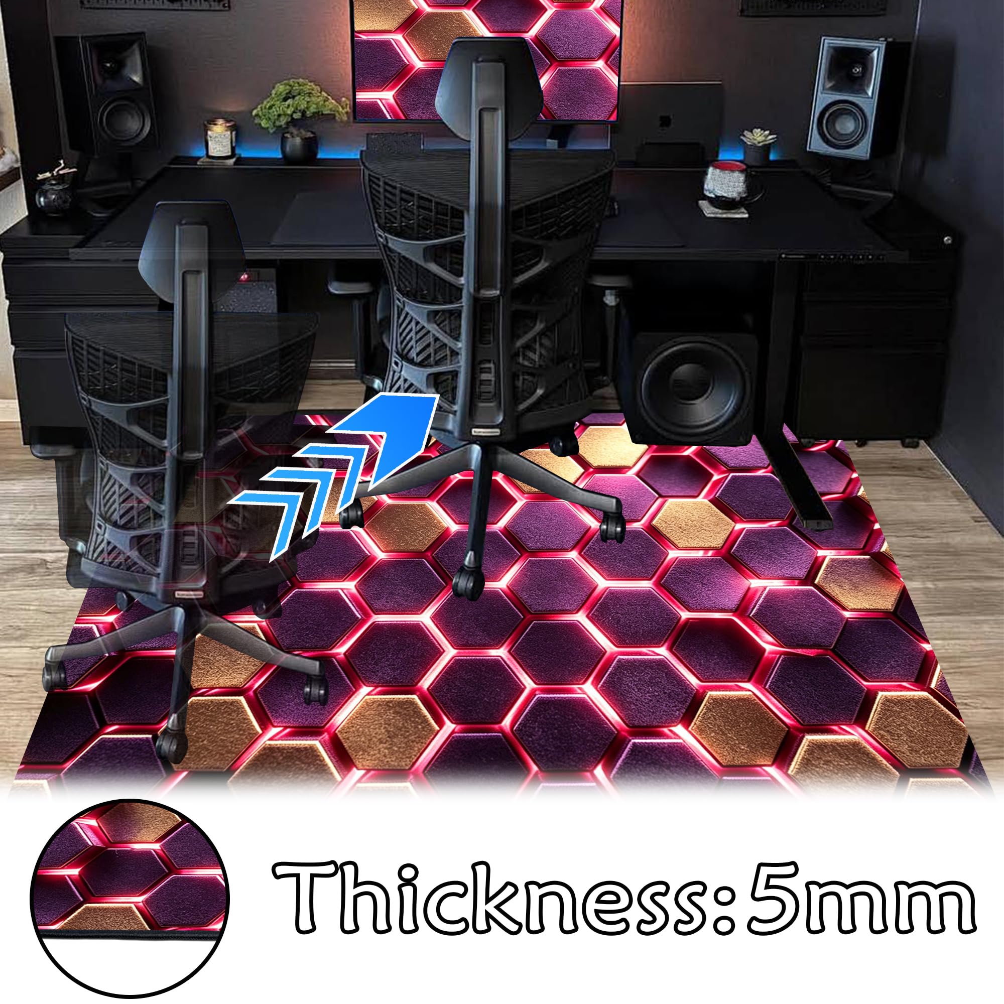 Tapis Chambre Ado Gamer 3D, Tapis Sol Gaming Chambre Garcon Enfant, Tapis De Salon Moderne Antidérapant, Tapis Salle a Manger pour Salon Chambre à Coucher 140 x 160 cm