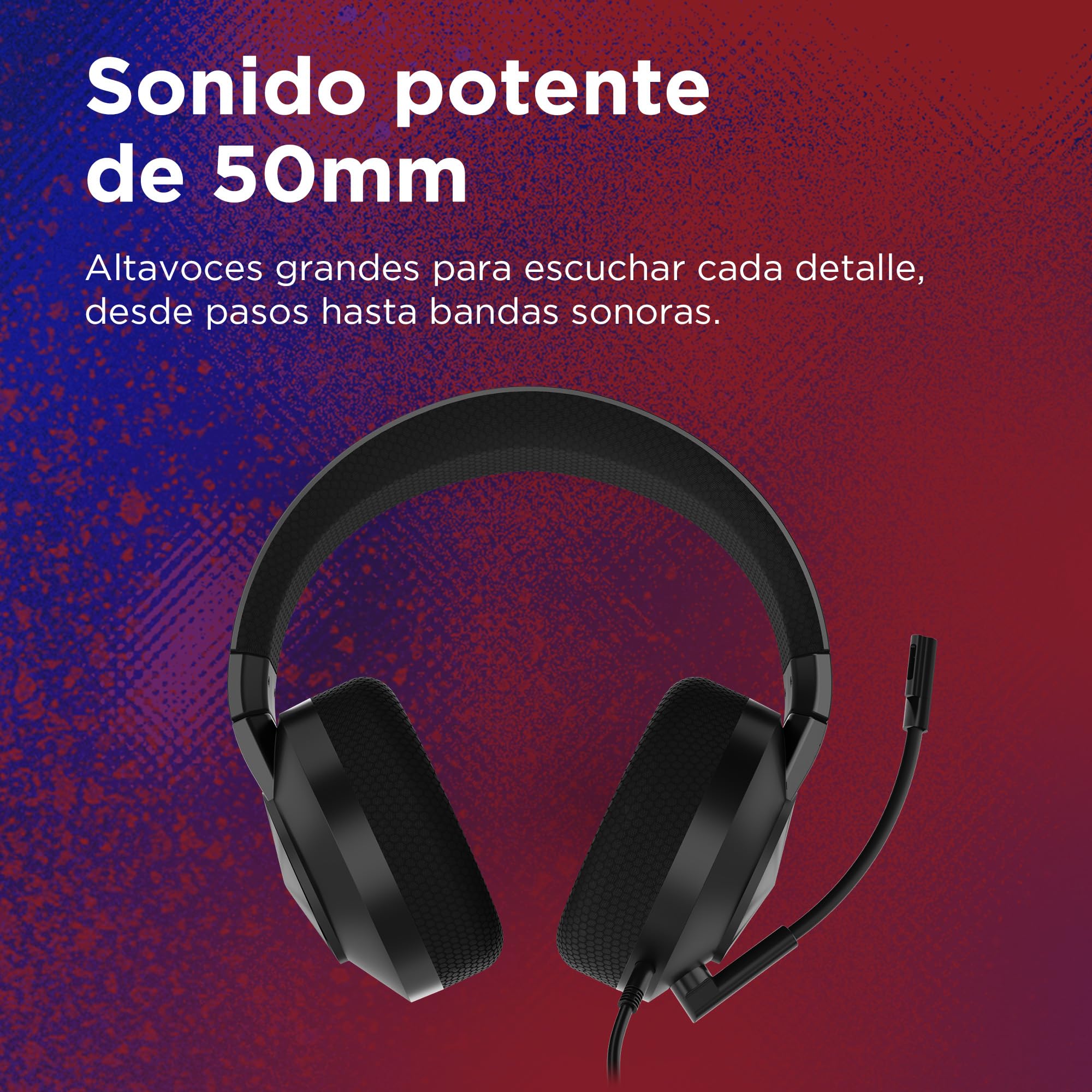 Lenovo H210 Auriculares Gaming, Sonido Profundo con Altavoces de 50mm, micrófono con cancelación de Ruido, Almohadillas de Tela Transpirable y Lavable – Negro