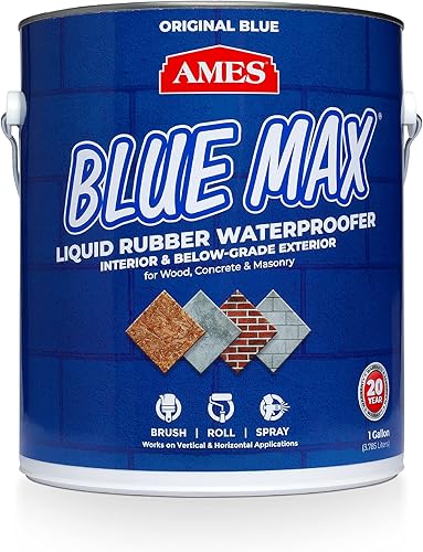 Vista 7 de AMES BMX1WRG 1 galón Blue Max, impermeable de goma líquida blanca, grado regular de 1 galón, para uso en interiores y exteriores de bajo grado