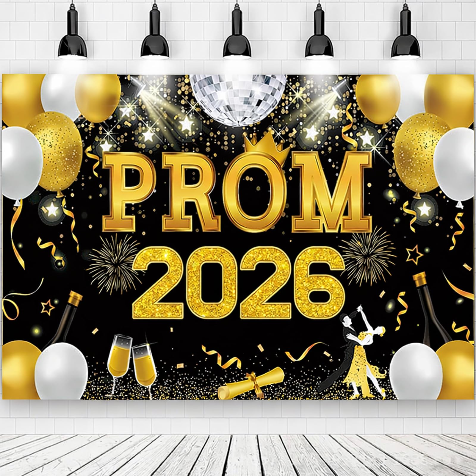 Prom Decorations 2026, Graduation Party Banner, Class of 2026 Decorations, Prom 2026 Accessories, Large 180x110 cm Size, Multi-Purpose Hanging Backdrop