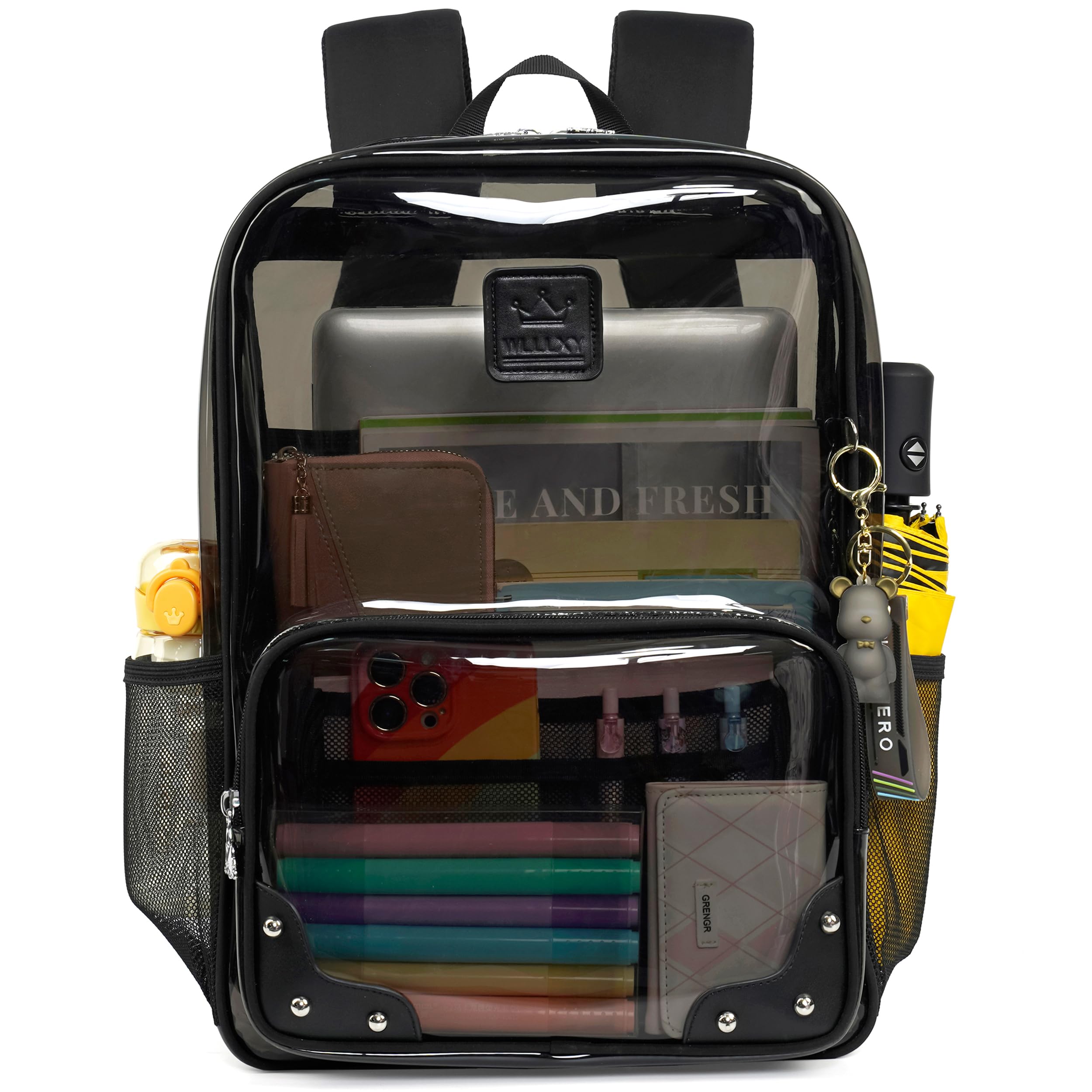 AO ALI VICTORY Clear Backpack for Women Men Stadium Events TPU Transparent Travel Backpacks Large Laptop College Bookbags Kids Elementary School Bag