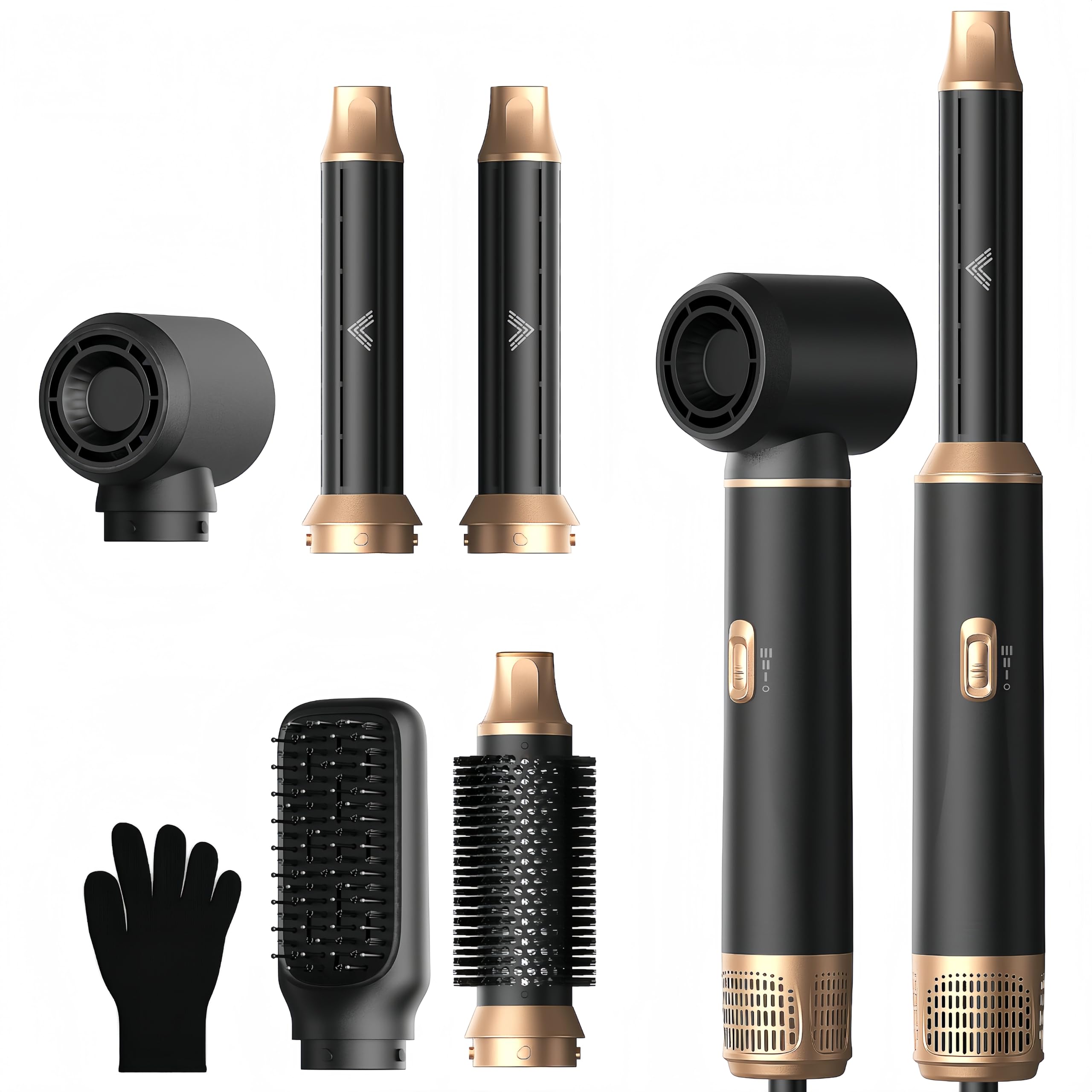 UMIGA Hairstyler 5 in 1 Airstyler Haarstyler Luft Lockenstab Föhn Thermal Brush Glättbürste Set Multistyler Rundbürstenföhn Warmluftbürste Haarstyling Geräte Hair Dryer Geschenke für Frauen, Schwarz