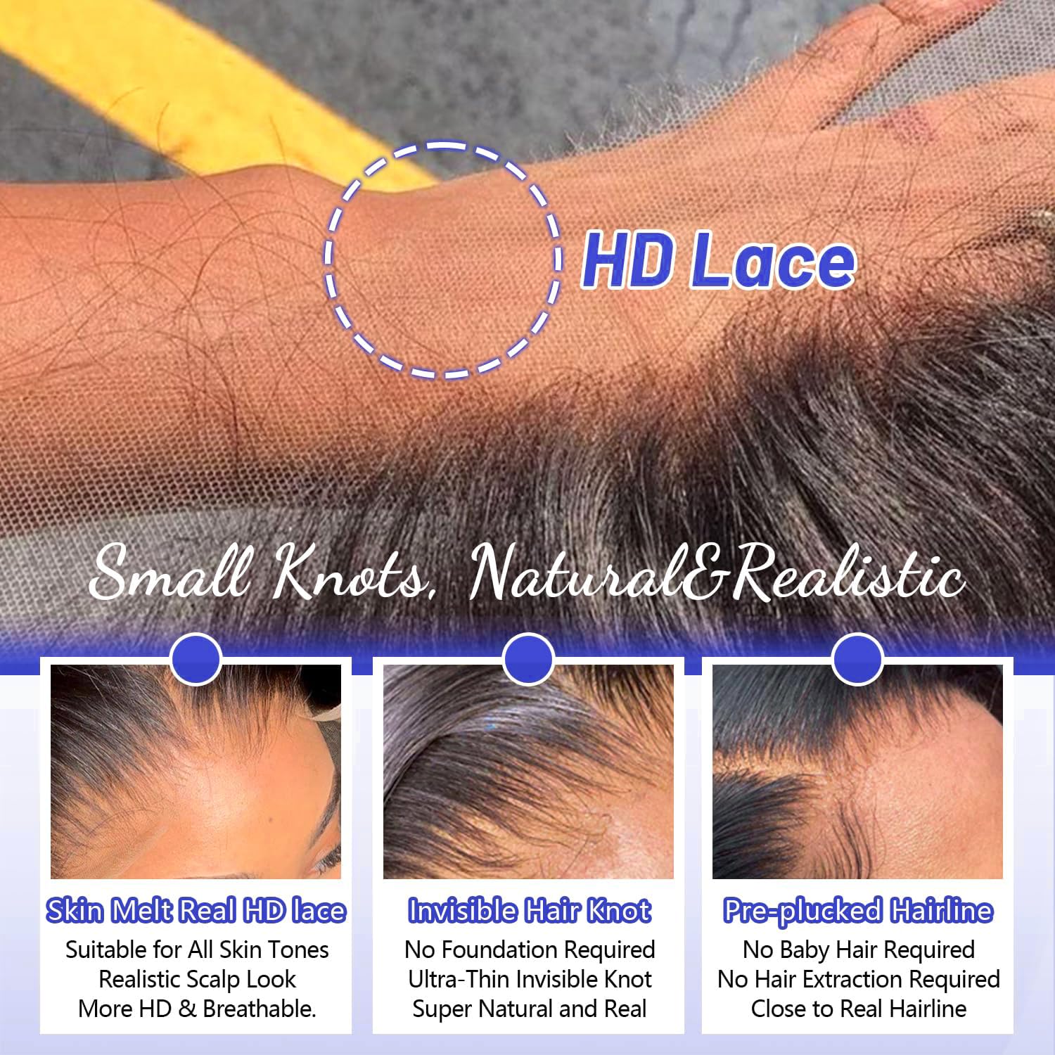 13x4 HD Lace Frontal,Skin-Like Real HD Lace Closure Only Body Wave 0.1mm Extremely Thin Ear To Ear HD Crystal Lace Frontal Human Hair Pre Plucked Super Natural Hairline 18 Inch