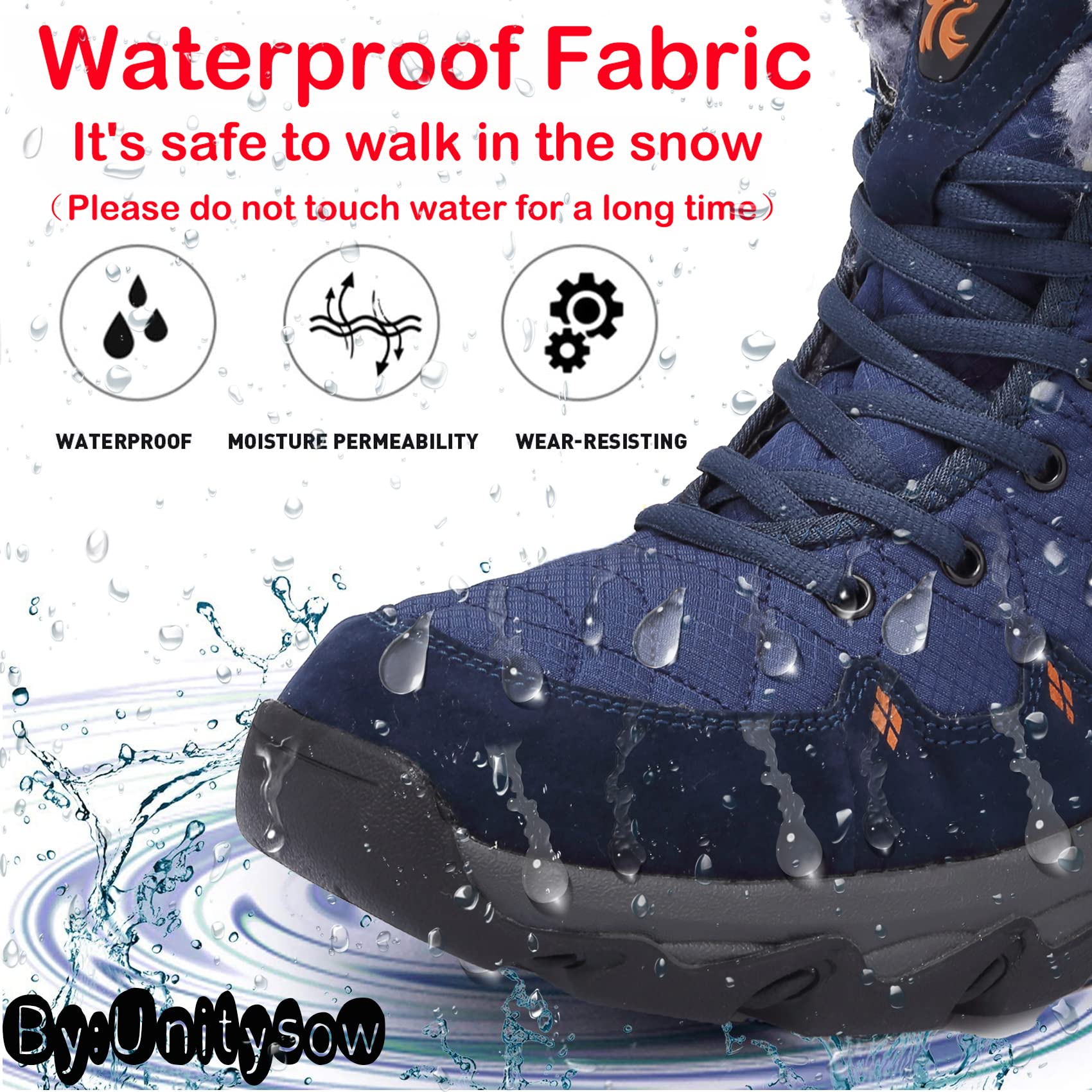 Unitysow Stivali da Neve Uomo Donna Caldi Pelliccia Stivali da Invernali Outdoor Impermeabili Scarpe da Neve Casual Stringate Stivaletti Scarpe da Inverno